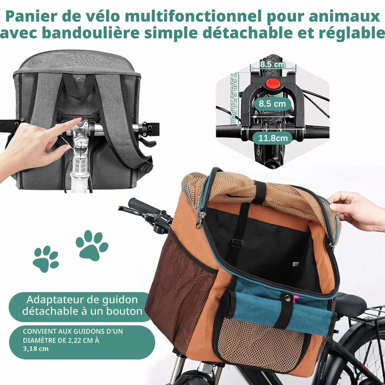 Panier de vélo étanche pliable pour chien animaux de compagnie