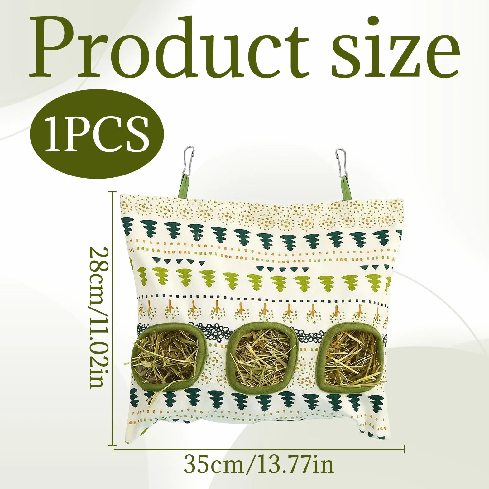 Sac à Foin Lapin, Râtelier Foin, Distributeur Foin Suspendu 3 Fenêtres pour Petits Animaux