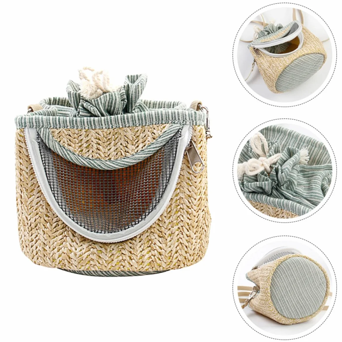 Garneck Transport Paquet pour Petits Animaux avec Fermeture Éclair en Paille Flanelle et Maille
