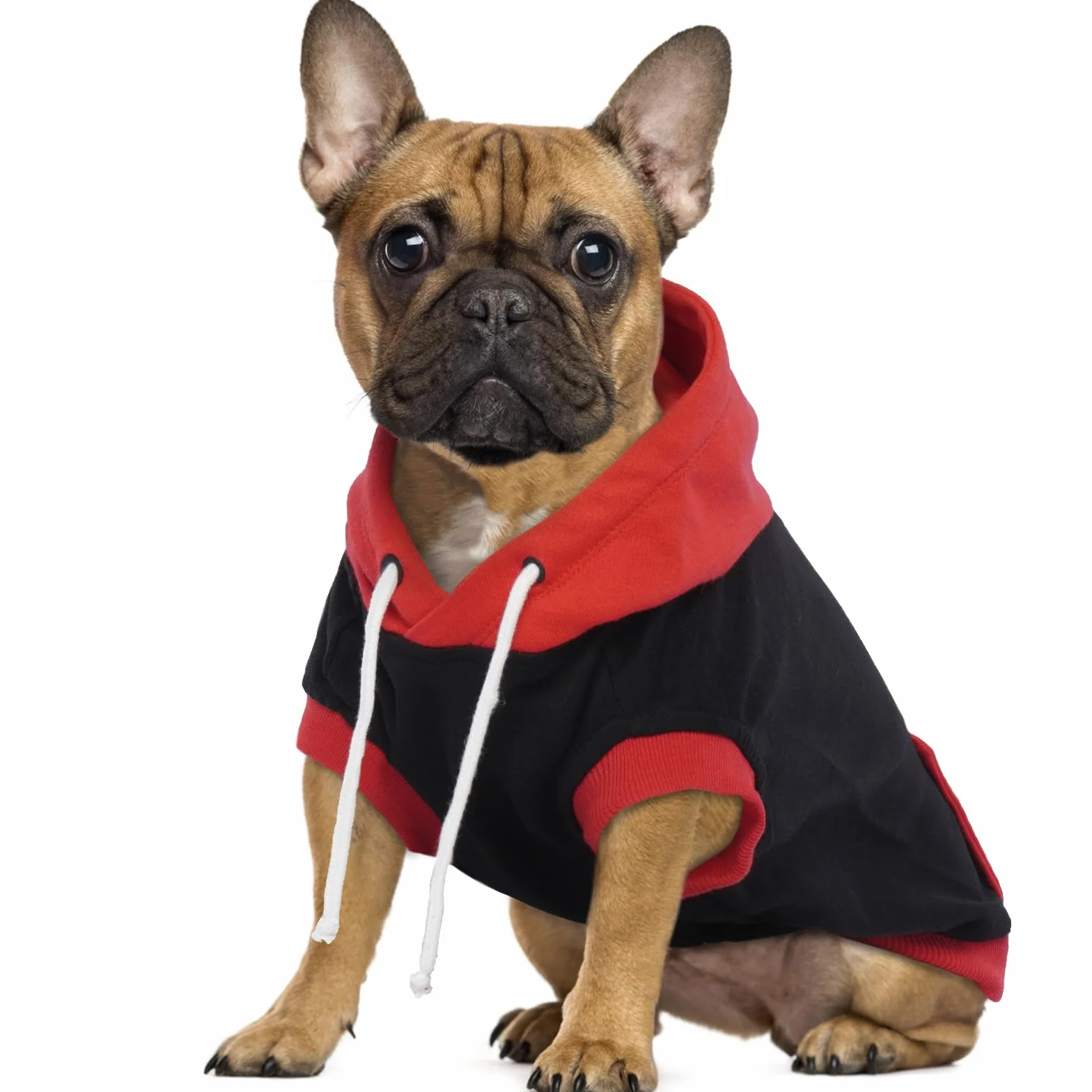 Sweats à Capuche pour Chiens sans Manches en Coton Pull Chien Rouge