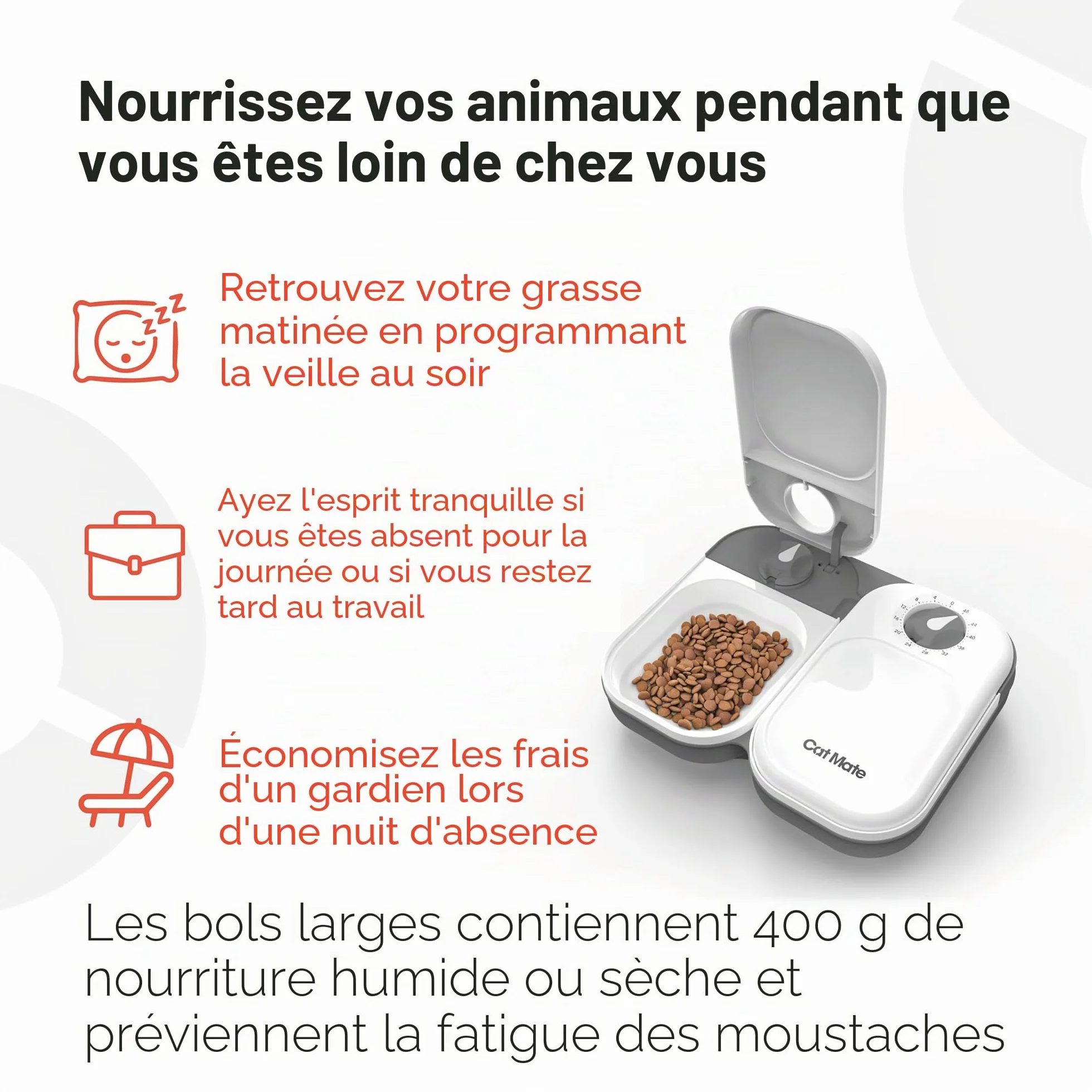 Kerbl Cat Mate Distributeur Automatique de Nourriture Programmable 1-3 Repas