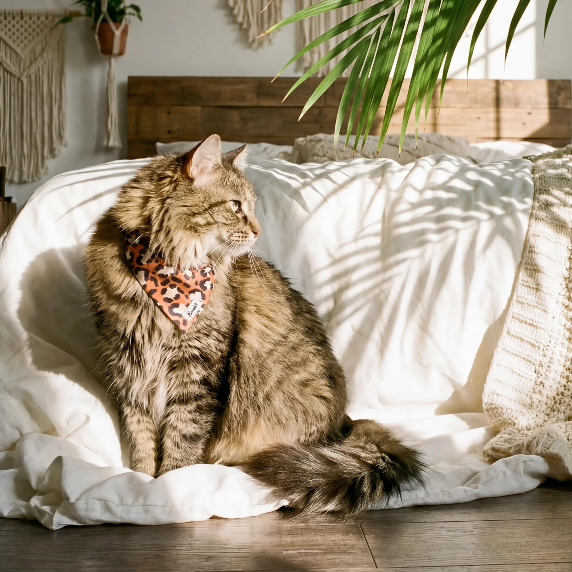 Bandana pour Chat Taille S Jungle Chic Tour de Cou 24-28cm Boucles Anti-étranglement en Plastique Foulard en Nylon résistant et Doux Lavable en Machine