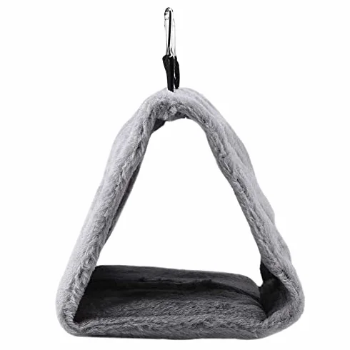 Hamac Perroquet Nid d'Oiseau Chaud Doux en Peluche Suspendu Cage Tente pour Oiseaux Hiver Lit Coton Gris