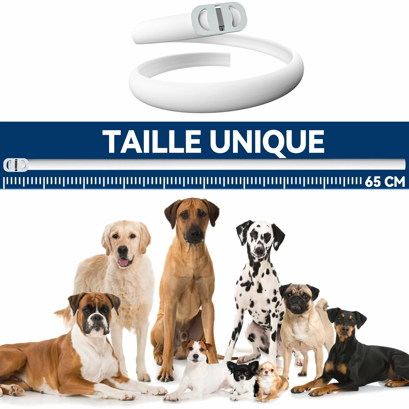 Collier Anti Puces pour Chien Réglable 63.5CM 2PACK, Résistant à l'eau, Huiles Essentielles 100% Naturelles