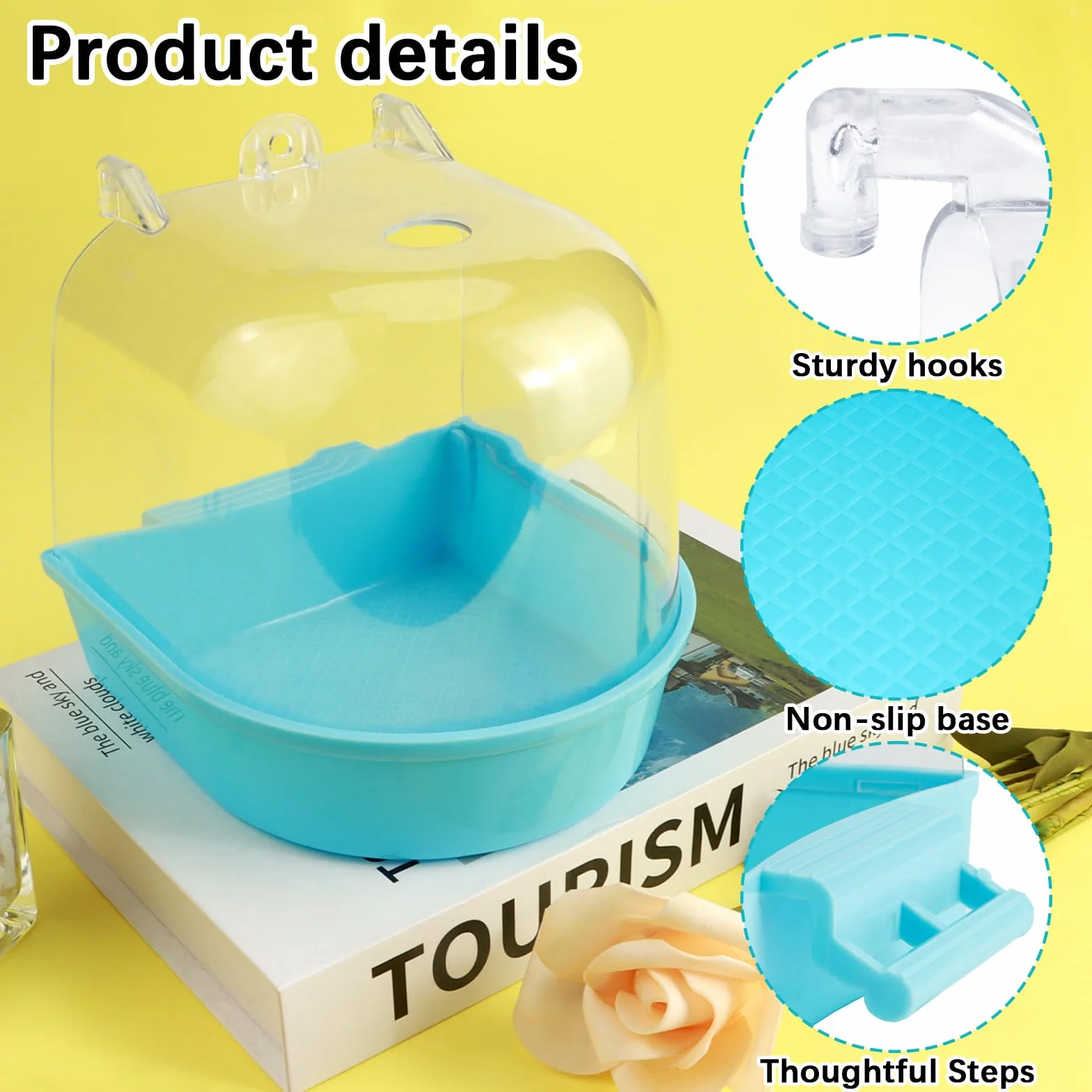 Baignoire pour Perroquet, Cage en Plastique Suspendu, Accessoires pour Oiseaux