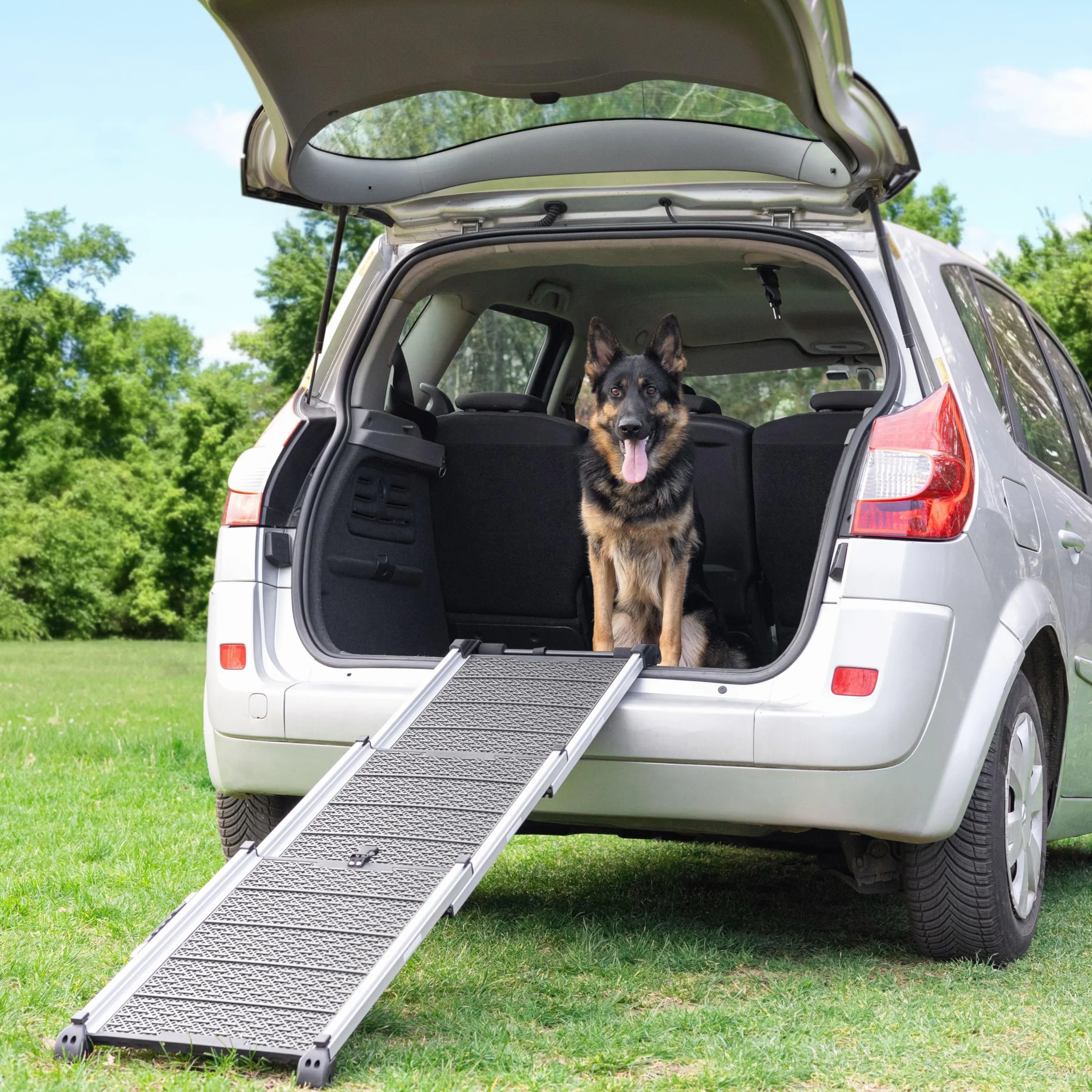 Rampe télescopique pour Chien Voiture SUV 90kg Antidérapante Sécurité Nuit