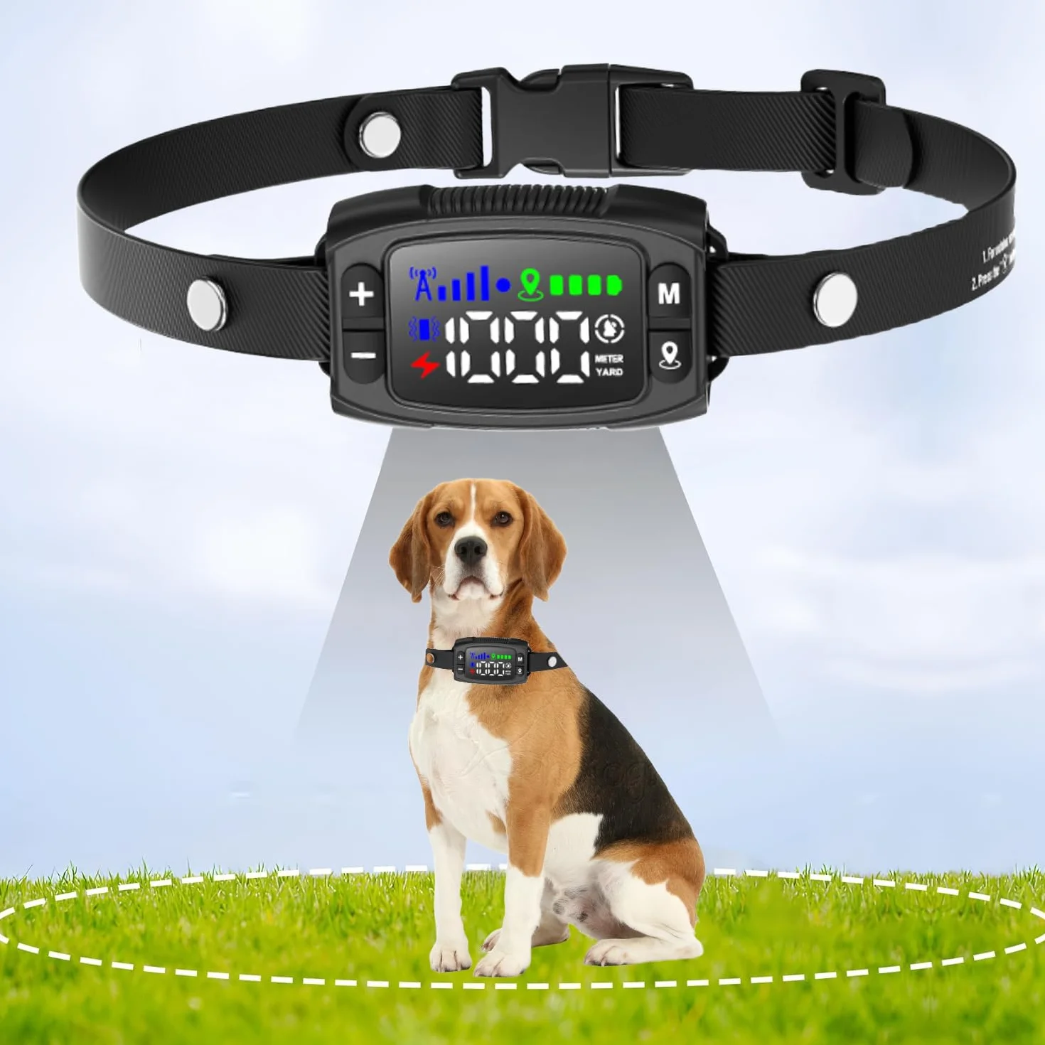 Clôture électrique sans fil GPS pour chien, 4e génération, portée 33-999 m, anti-fugue IA, IPX7