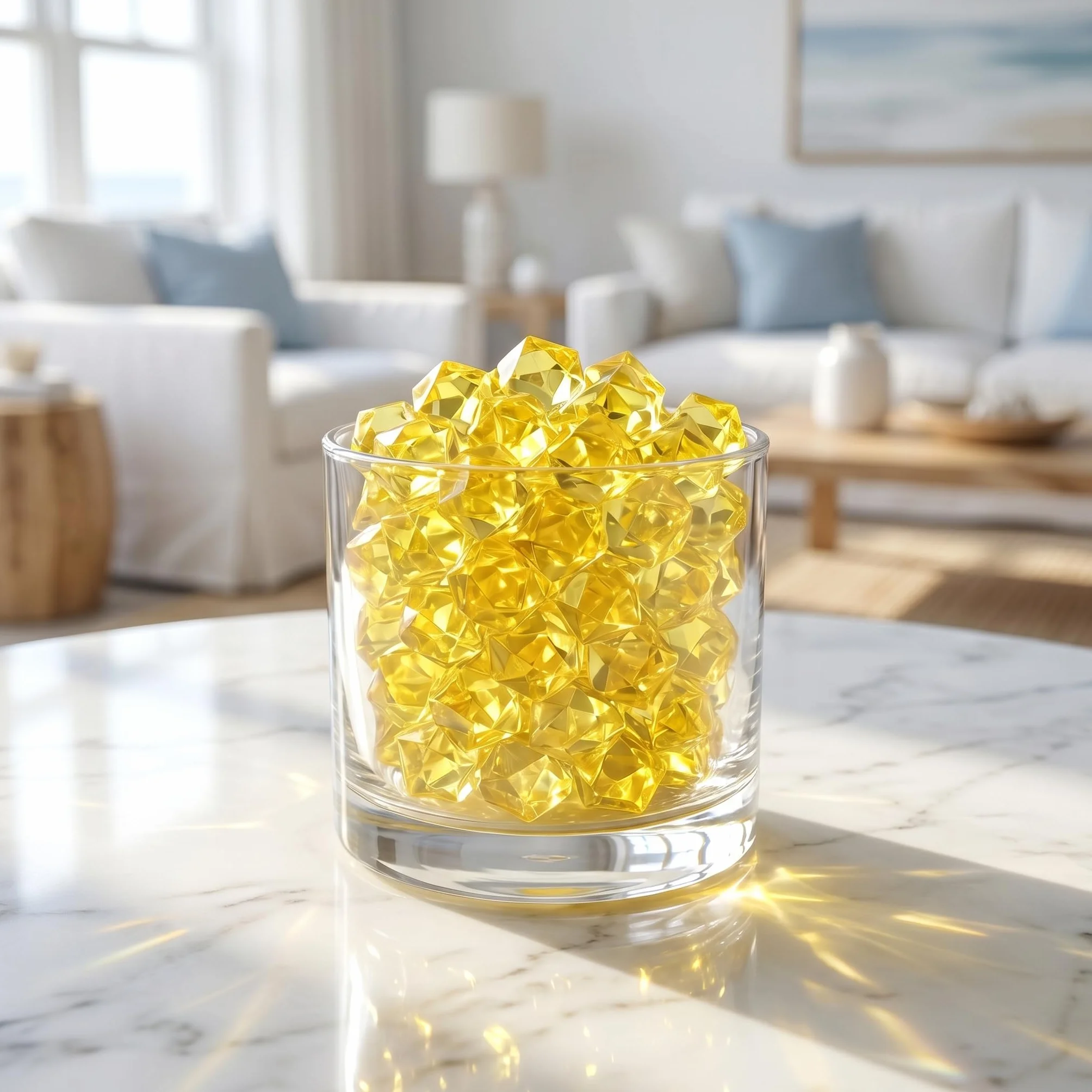 Lot de 200 pierres précieuses en acrylique jaune pour décoration