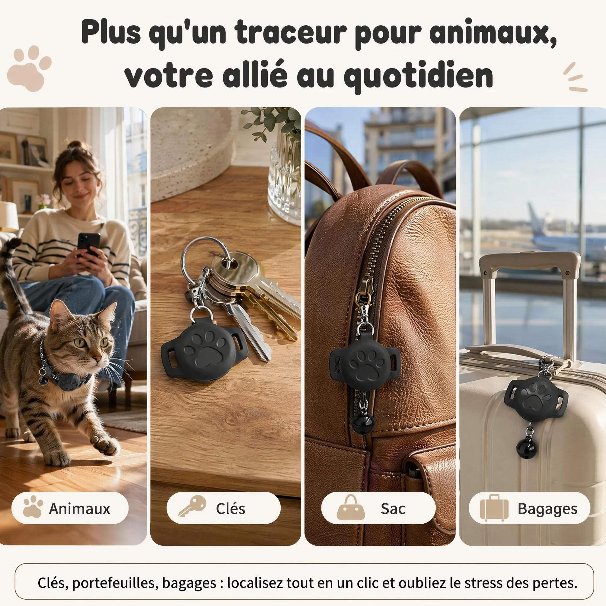Collier GPS Chat Traceur 2026 sans Carte Sim sans Abonnement Localisation Temps Réel Imperméable Durable iOS Android