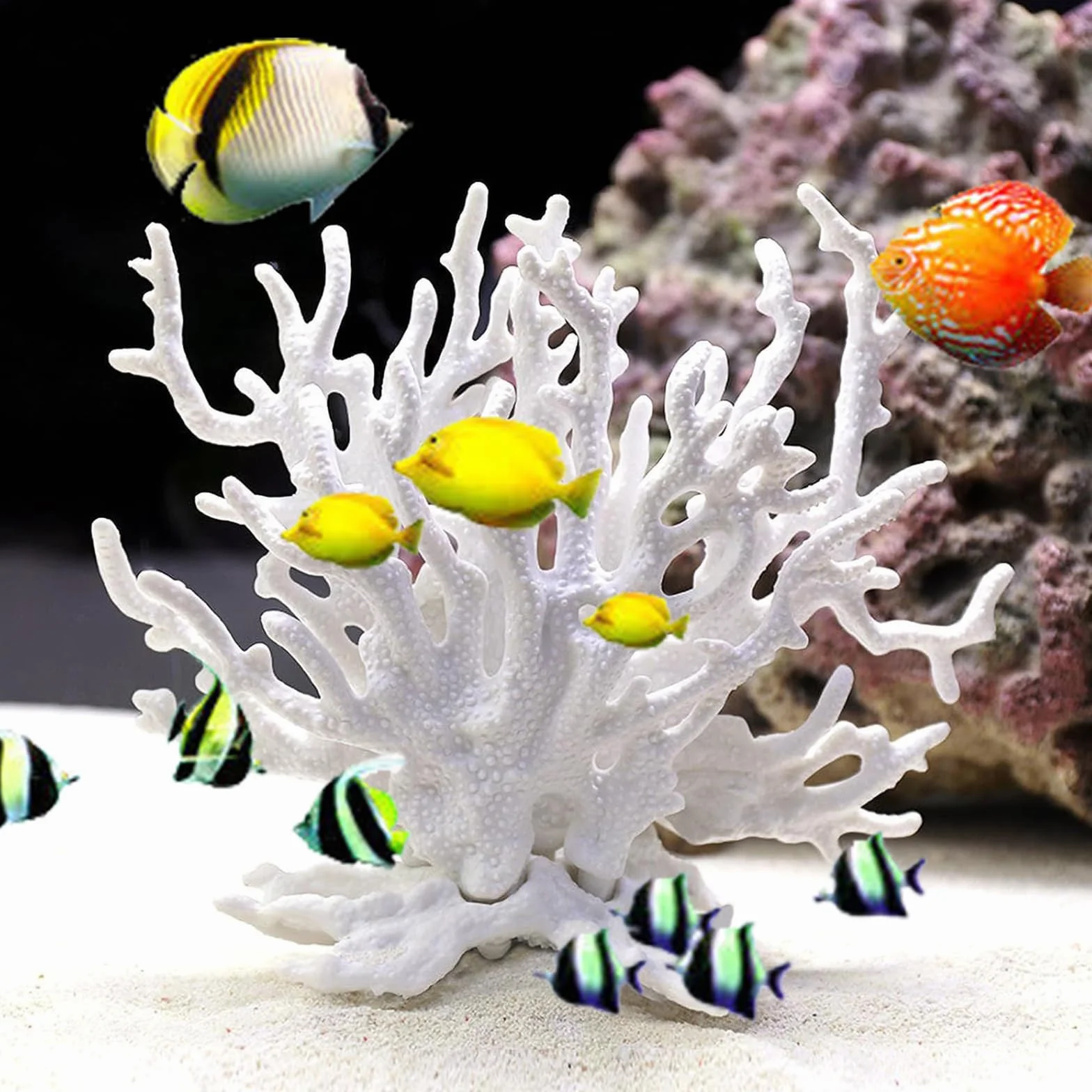 Simulation Corail Decoration Aquarium Poissons Cachette Artificielle Plante pour Animaux de Compagnie