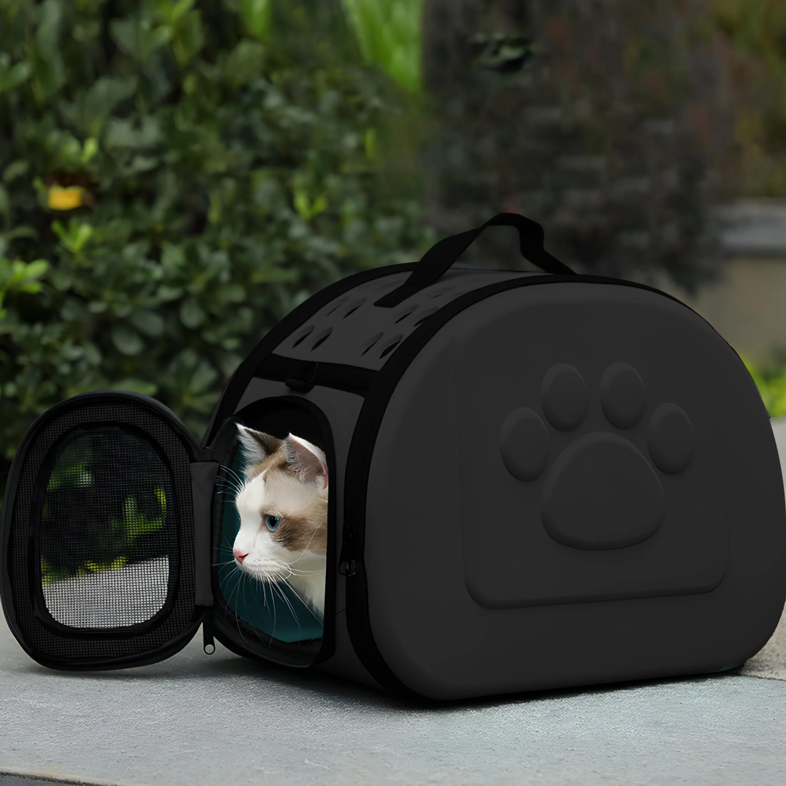 Retoo Sac de Transport 43x32x27 cm Pliable pour Chat Chien Petit - Cage Transport Chaton Chiot Lapin Noir