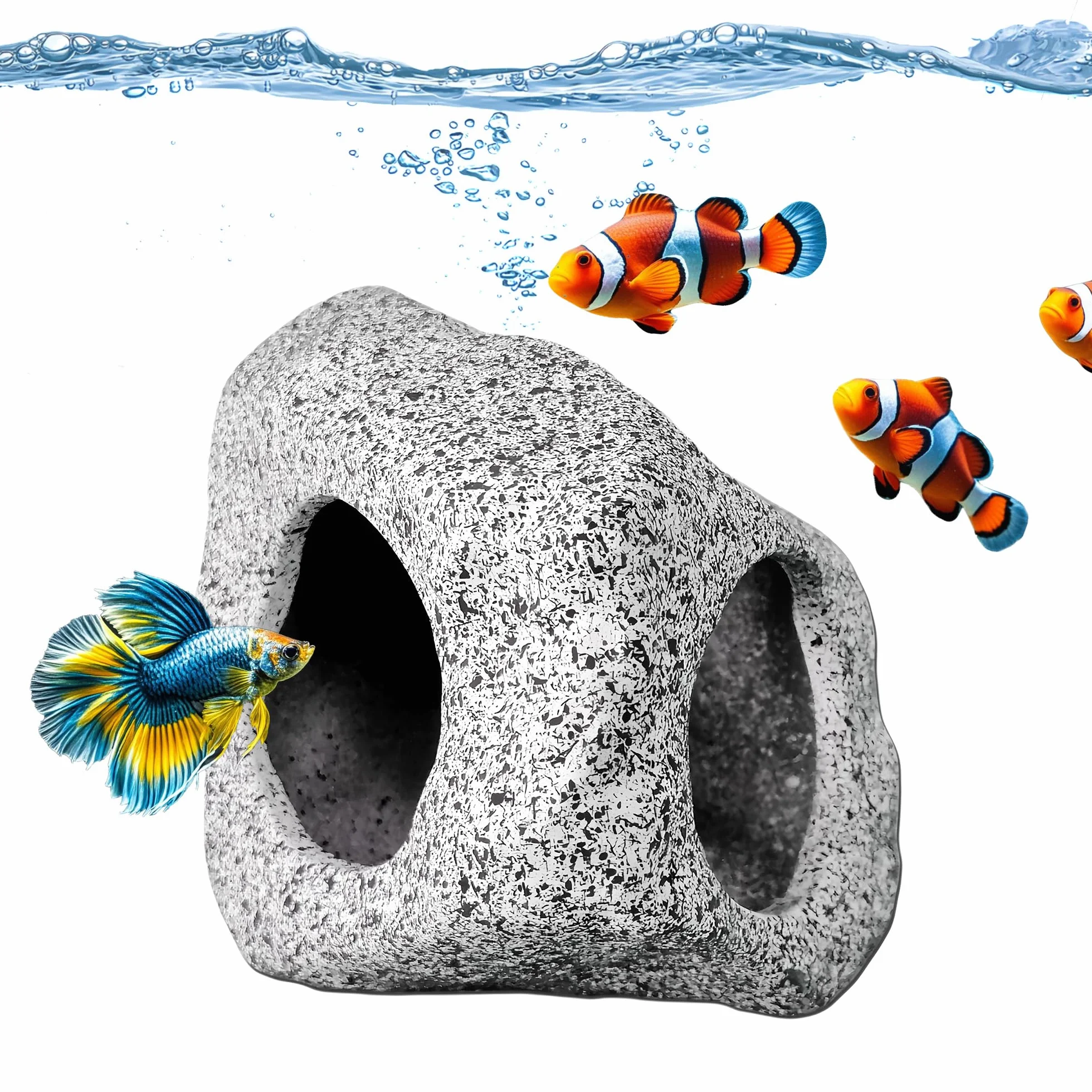 SpringSmart Cachette d'aquarium en céramique pour animaux aquatiques reproduction jeu repos ornement non toxique pierre décorative combattant