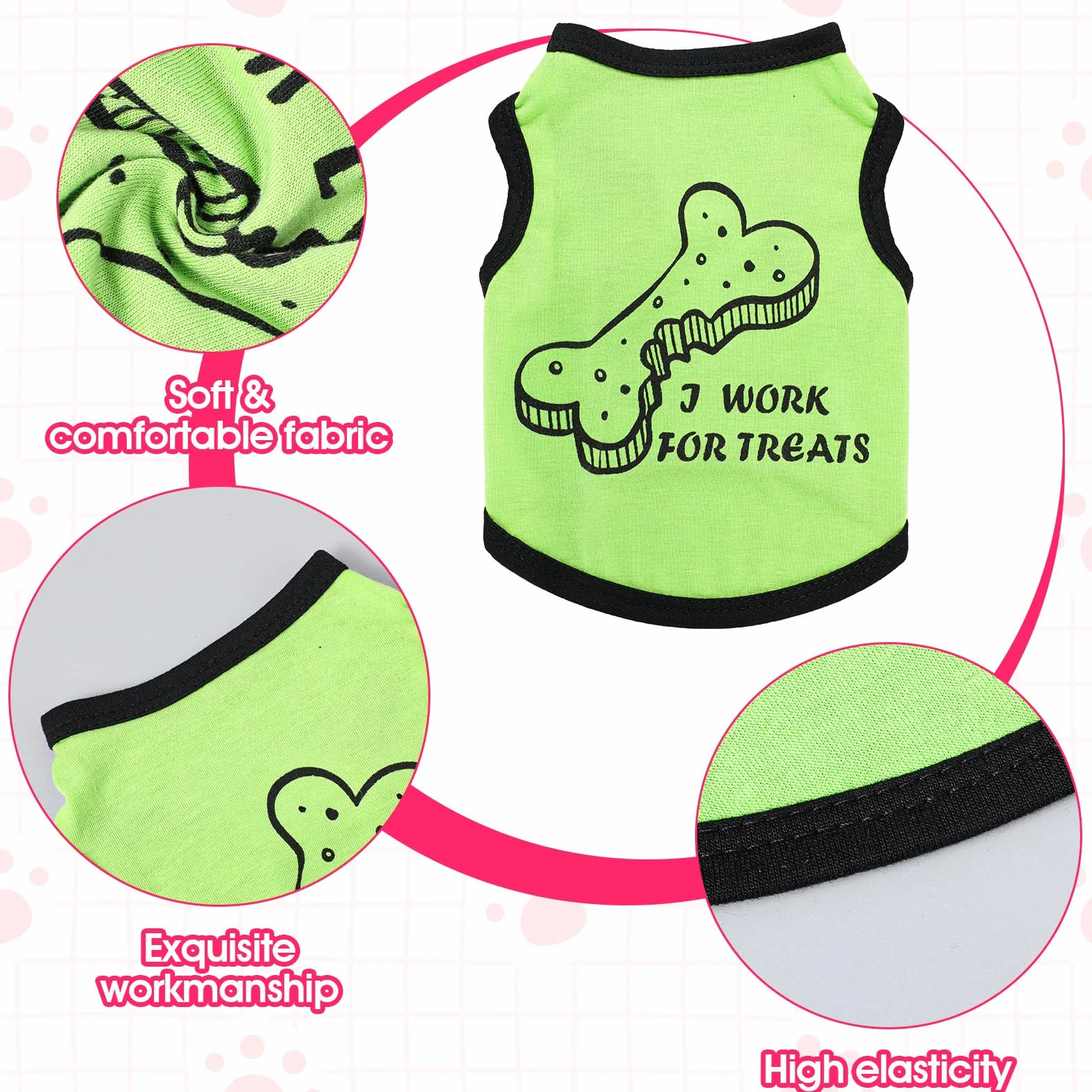 Lot de 4 vêtements pour chihuahua, t-shirts mignons pour petit chien, taille XXS