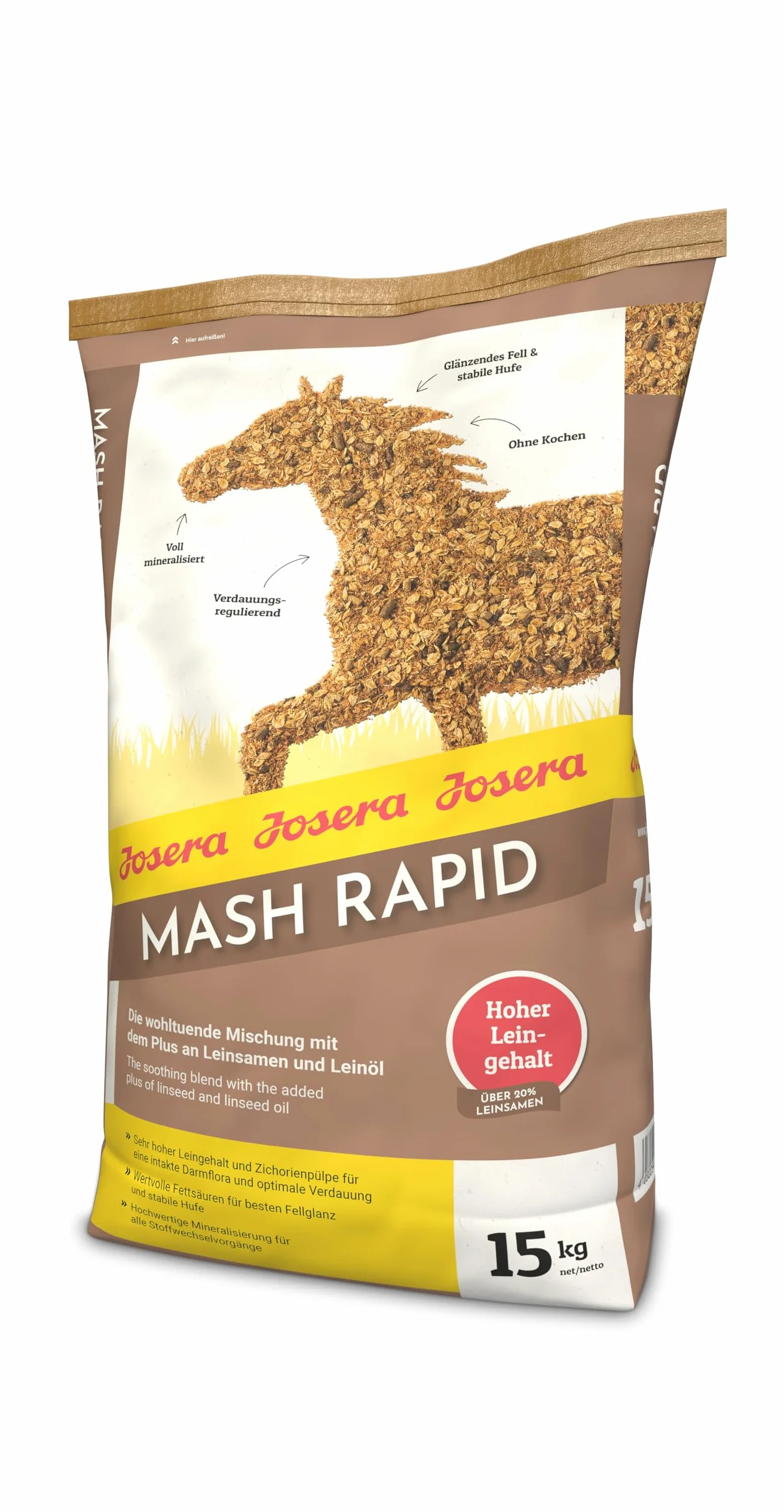 JOSERA Mash Rapide 15 kg Aliment Premium pour cheval Sans céréales