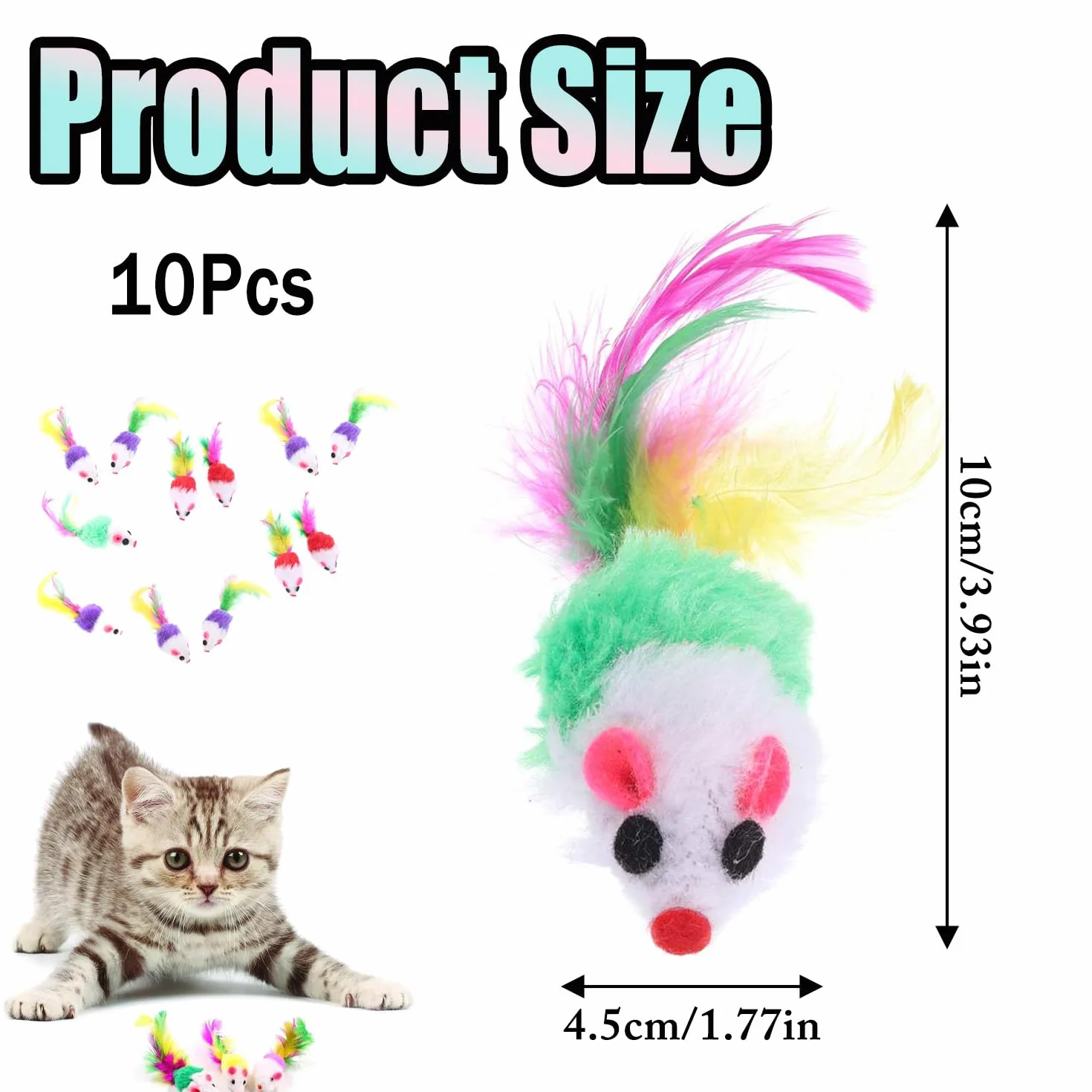 Chat Souris Jouet Chat Interieur avec Hochet Sons 10 Pièces