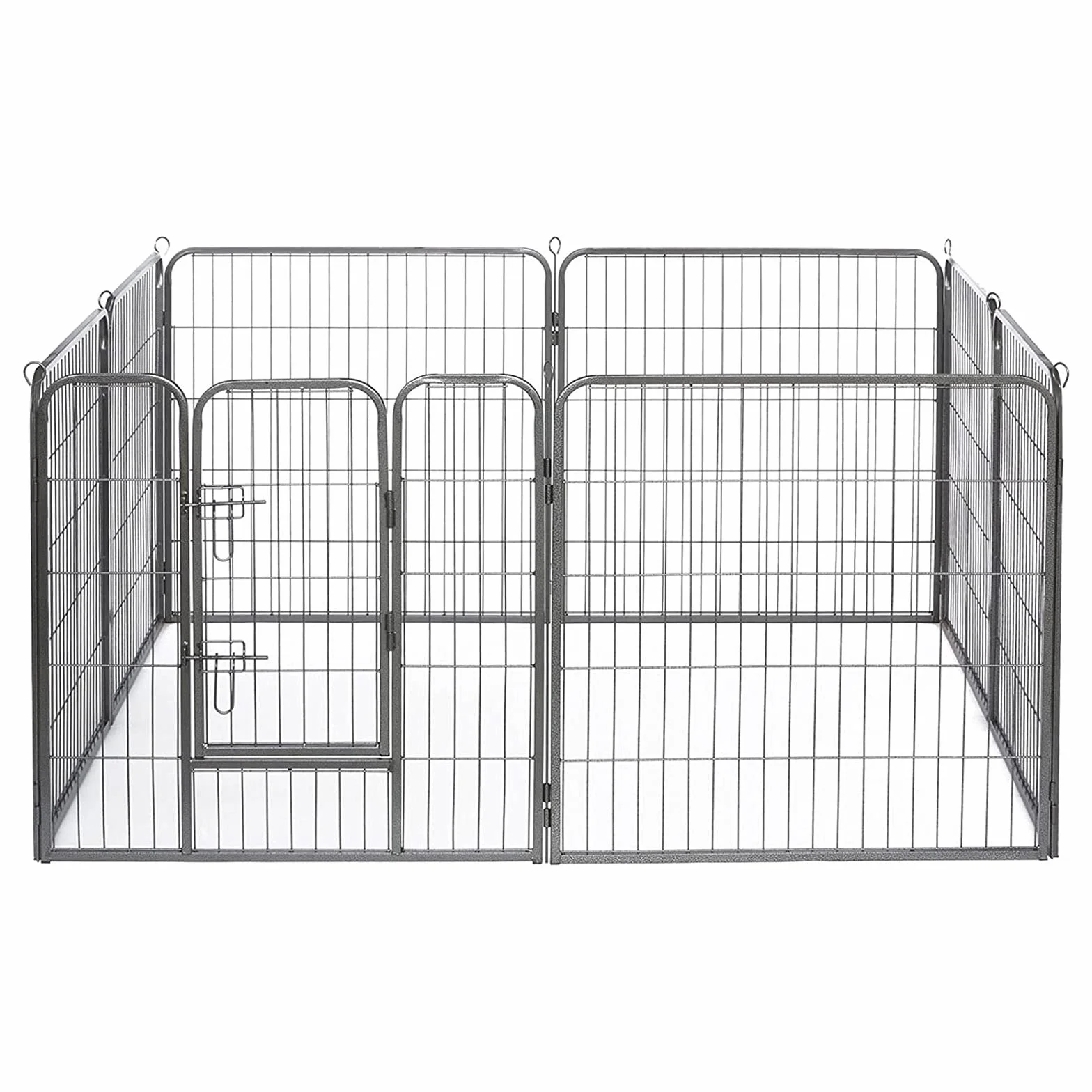 Lionto Enclos pour Chiots Métal Robuste 80x80 cm Parc Extensible avec Porte Verrouillable Résistant aux Intempéries 8 Éléments