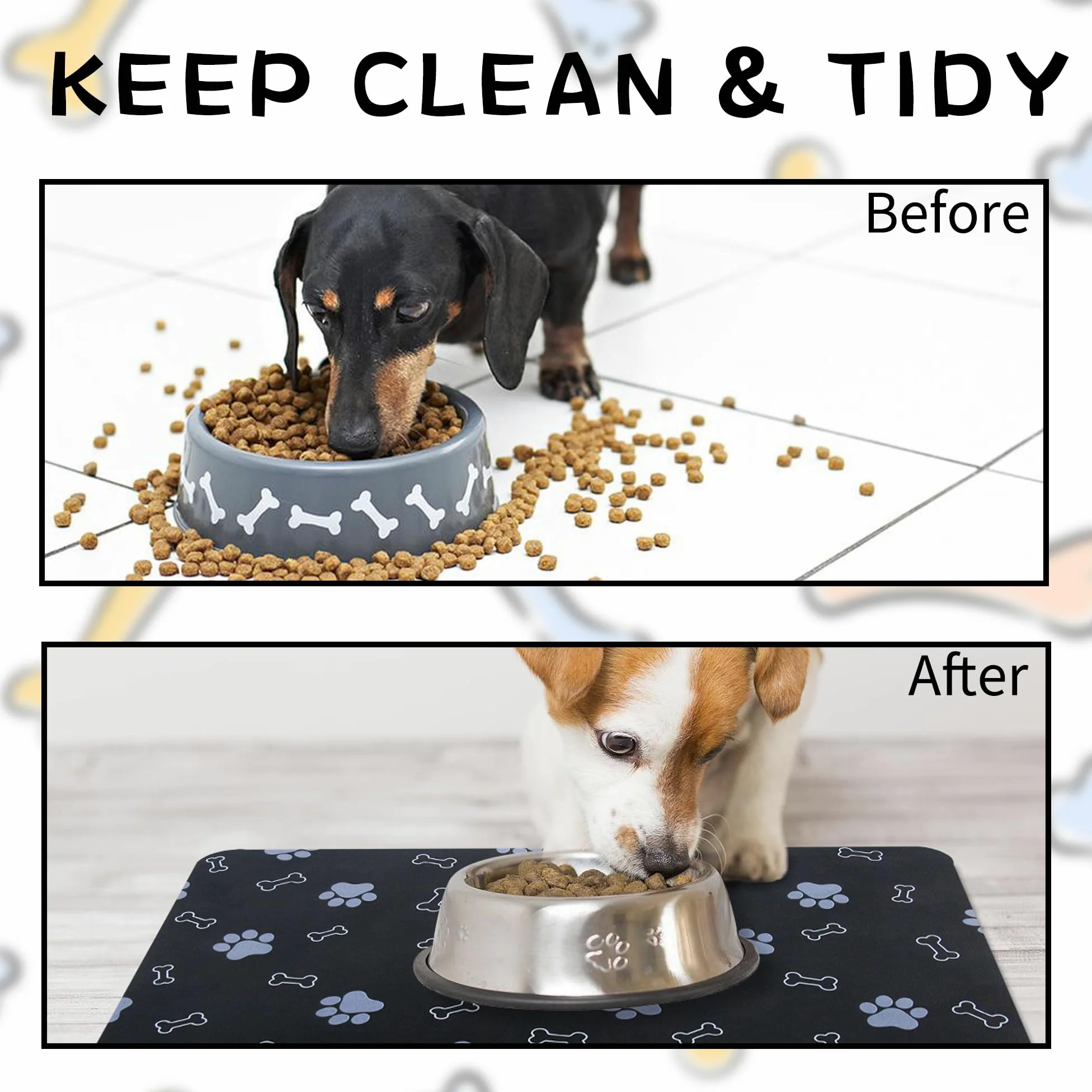 Tapis de nourriture antidérapant pour chien et chat - Séchage rapide - Absorbant - 46 x 30 cm - Rouge