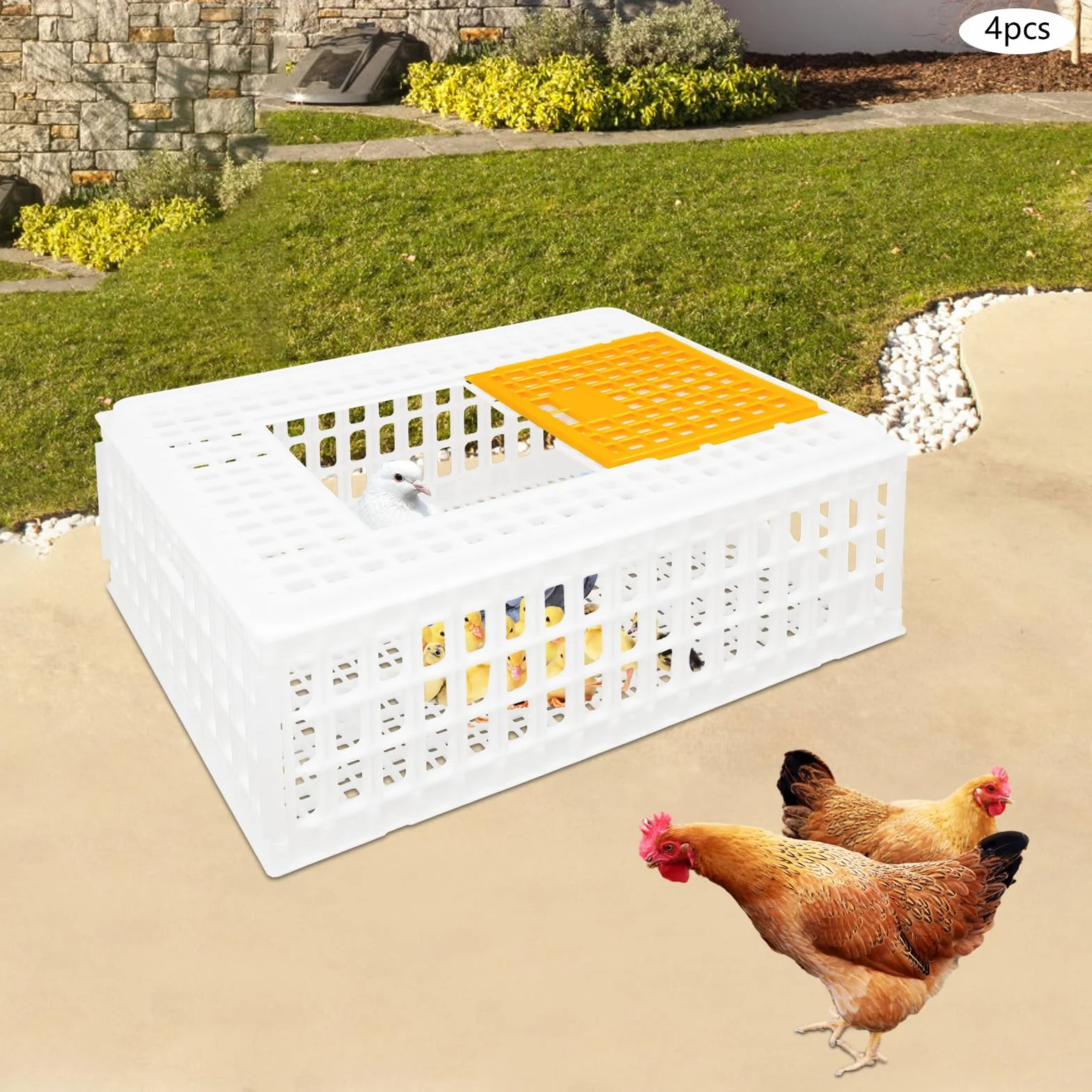 Lot de 4 caisses de transport pour volaille 77 x 55,5 x 27 cm - Capacité de charge 200 kg - Extra robuste