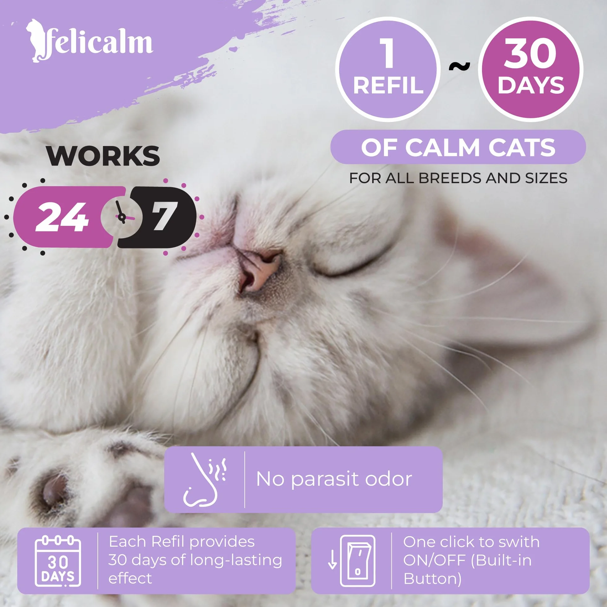 PHEROMONE Diffuseur Intelligent pour Chat et Chaton 48ML Anti Stress Calmant