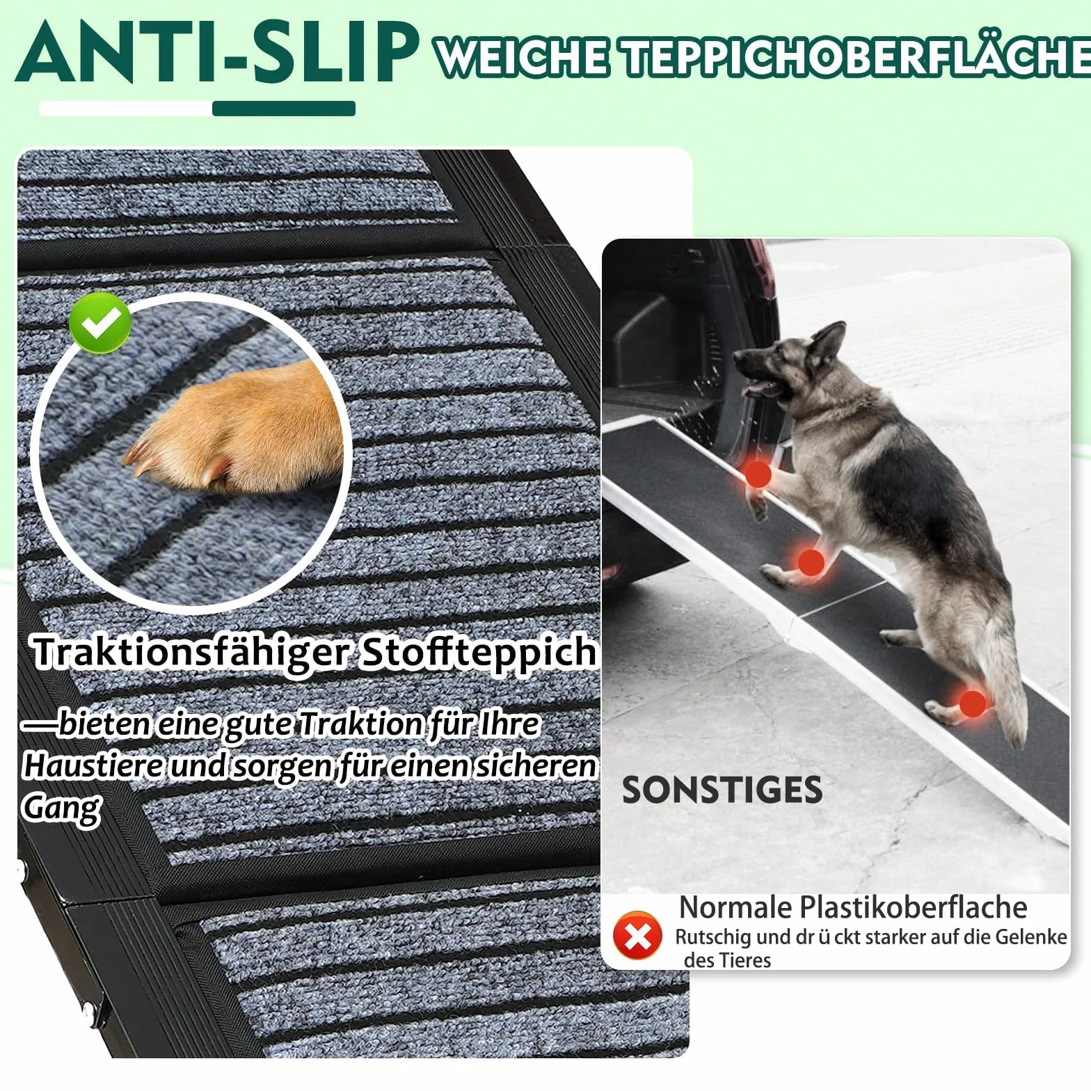 Rampe pour chien extra longue, 170 cm, pliable, tapis haute traction, antidérapante, pour voitures, camions et SUV, stable jusqu'à 110 kg