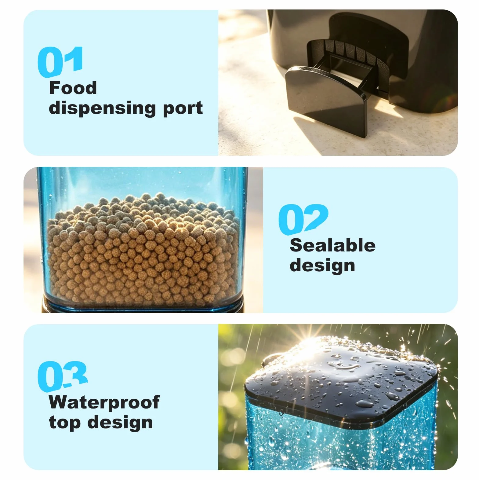 Mangeoire Automatique pour Bassin 2L Fishkeeper Distributeur avec Minuterie Anti-Blocage Manuel/Automatique