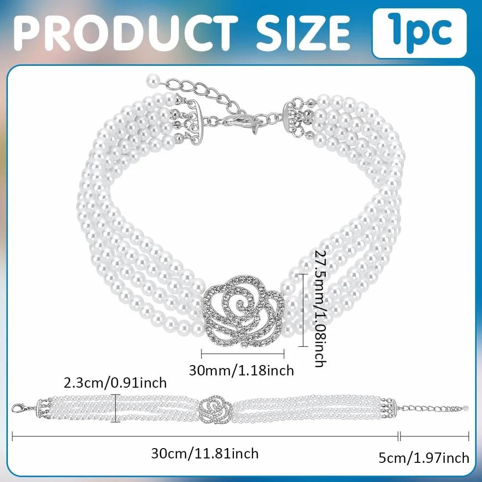 FINGERINSPIRE Collier pour Animaux de Compagnie Perles Réglable Chien Chat Strass Fleur Rose Mariage Petits Chiens Blanc