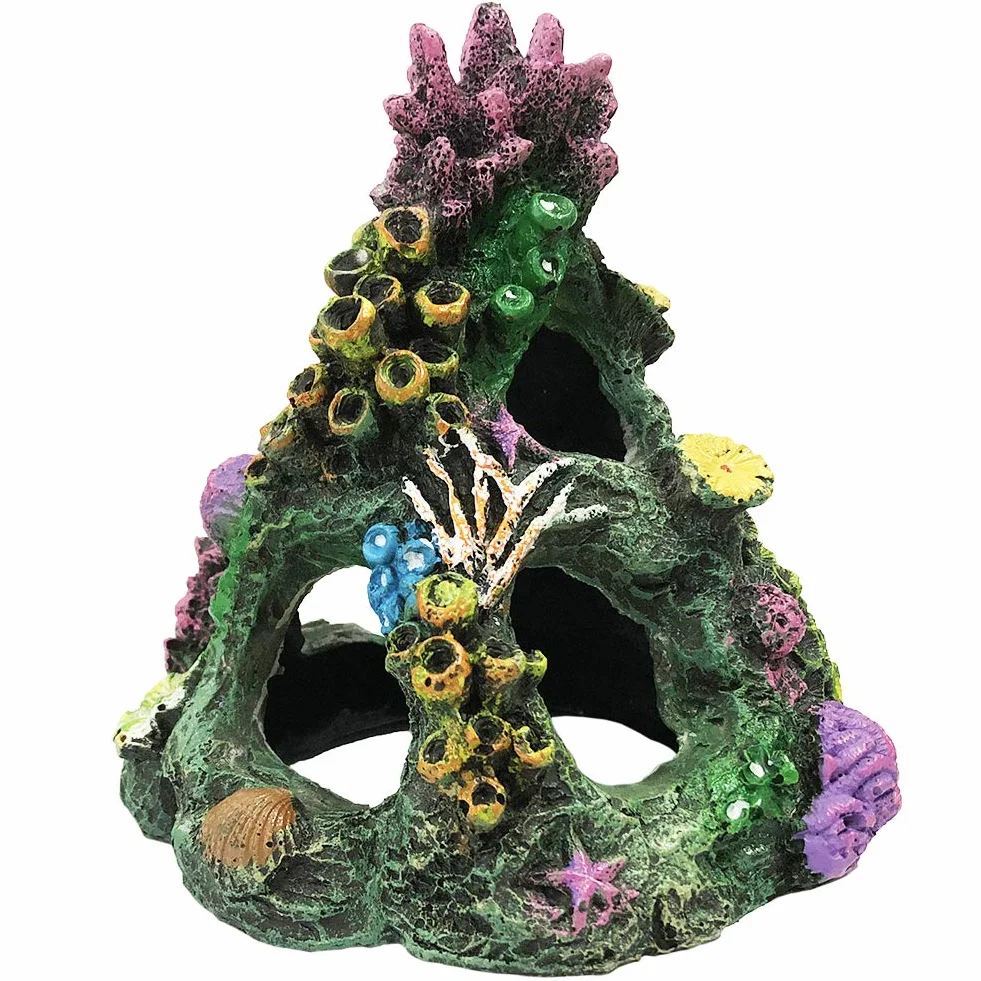 SLOCME Décorations pour aquarium récif corallien – Ornement de grotte de montagne de corail pour poissons Betta