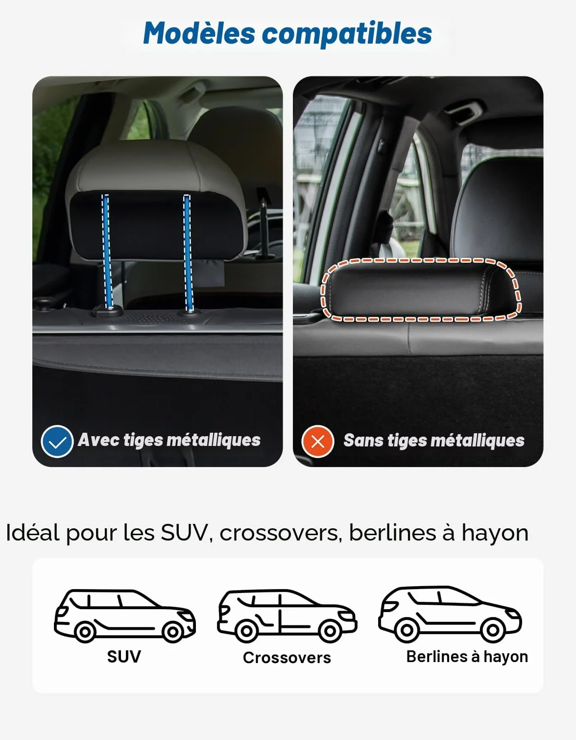 JOYTUTUS Barrière de Sécurité Voiture Chien Réglable 32-46cm 82-140cm Métal Renforcé SUV