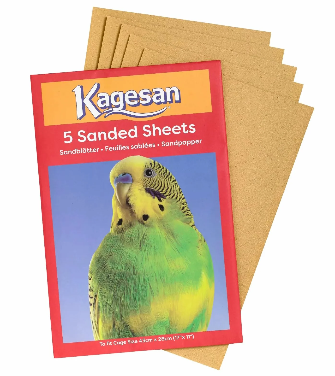 Kagesan Papier de Sable pour Cage à Oiseaux 43 x 28 cm Lot de 3 Rouge