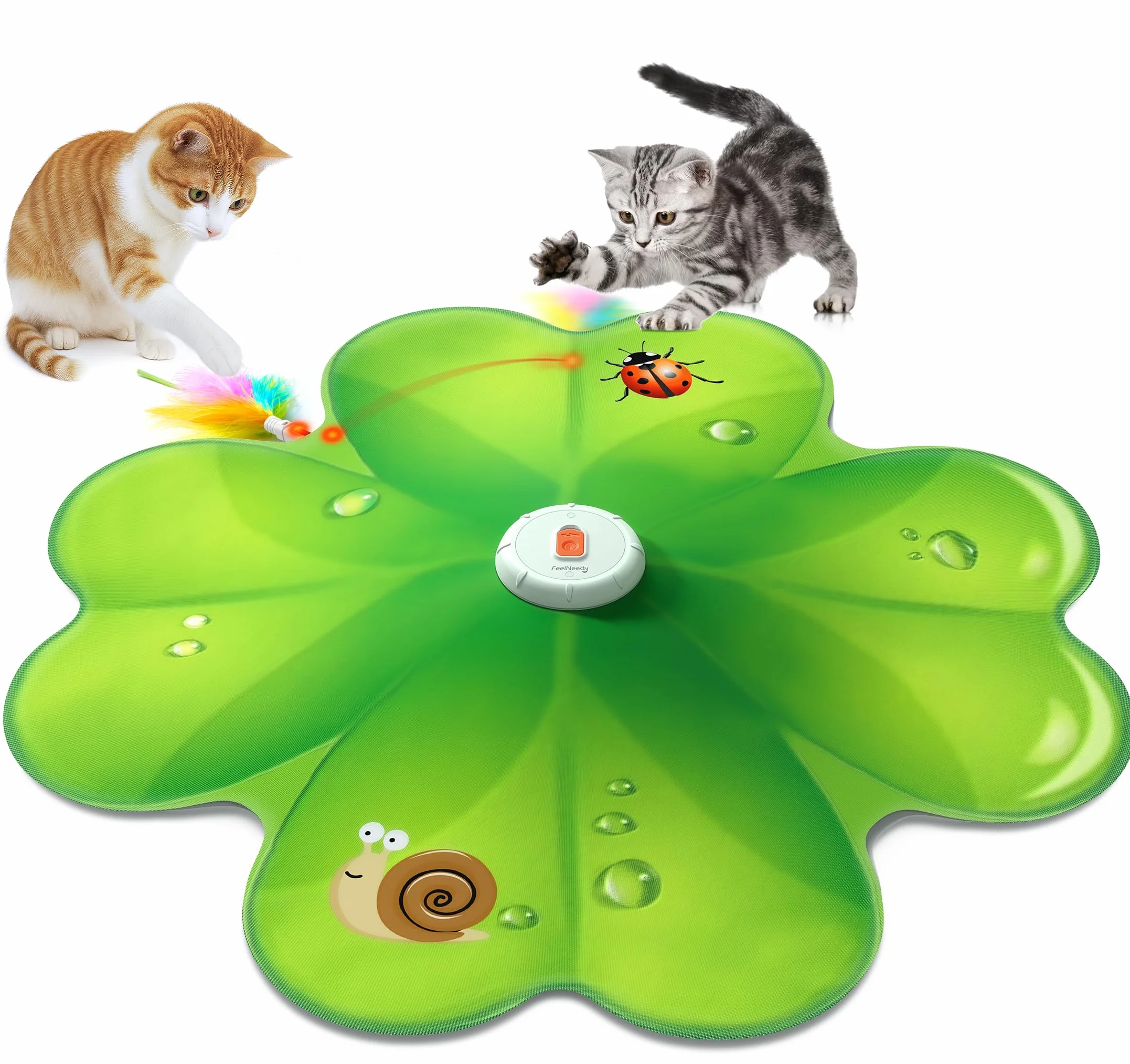FEELNEEDY Jouet Chat Interactif Rechargeable avec Point Rouge LED et Plumes Mobiles Dissimulées