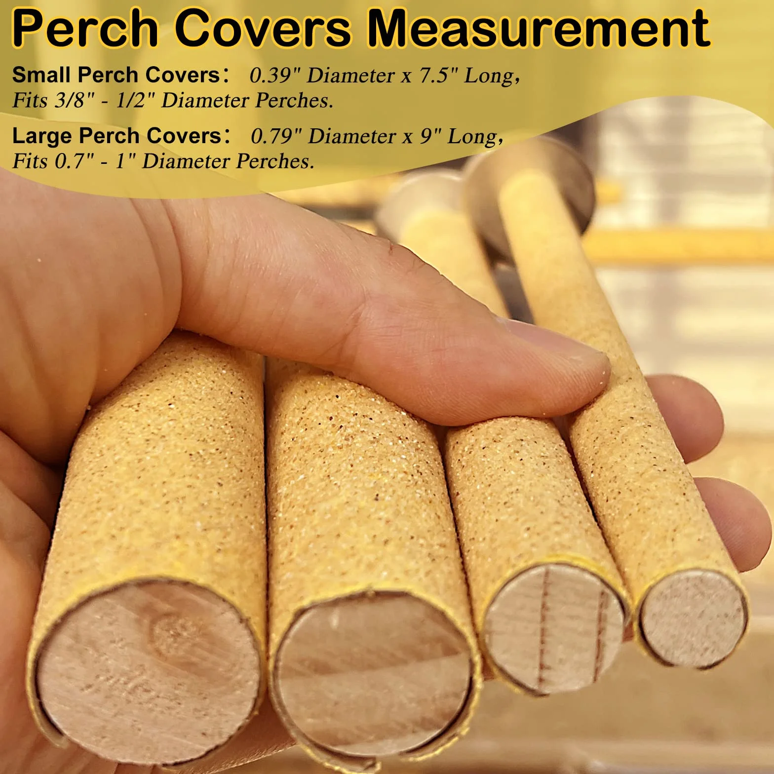 S&X Lot de 72 Housses de Perchoir Papier Abrasif pour Cages à Oiseaux Perruches Canaris Pinsons