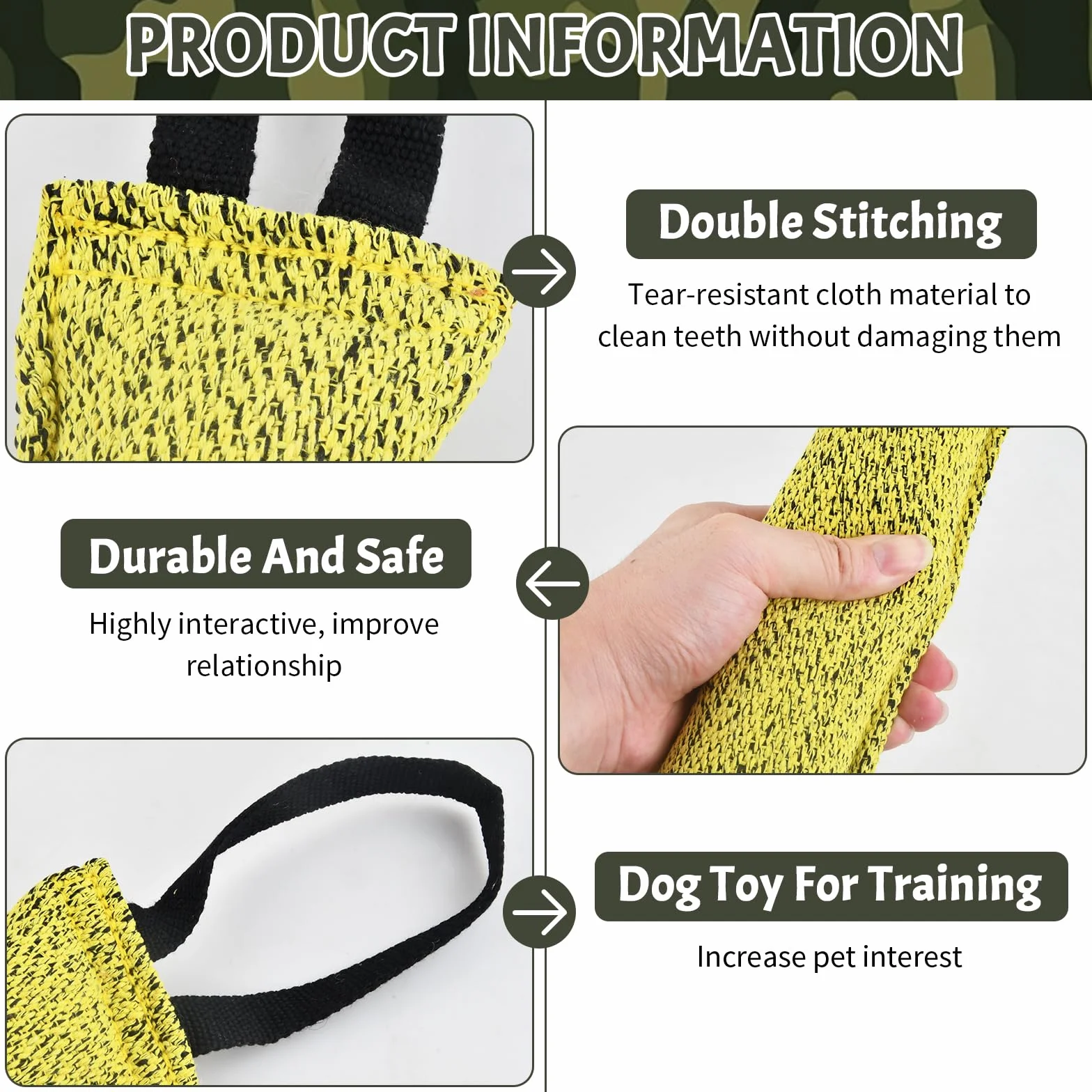 Jouet pour Chien Boudin À Mordre 30 cm avec 2 Anses Tir à la Corde Récupération Gris