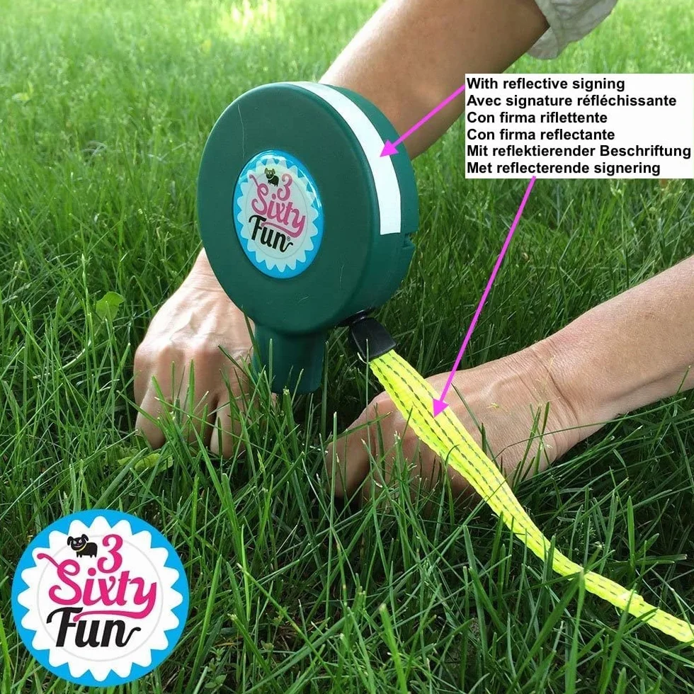 3Sixty Fun 5 m Laisse pour Chien Rotative Anti-Enchevêtrement pour Voyages Plein Air Camping