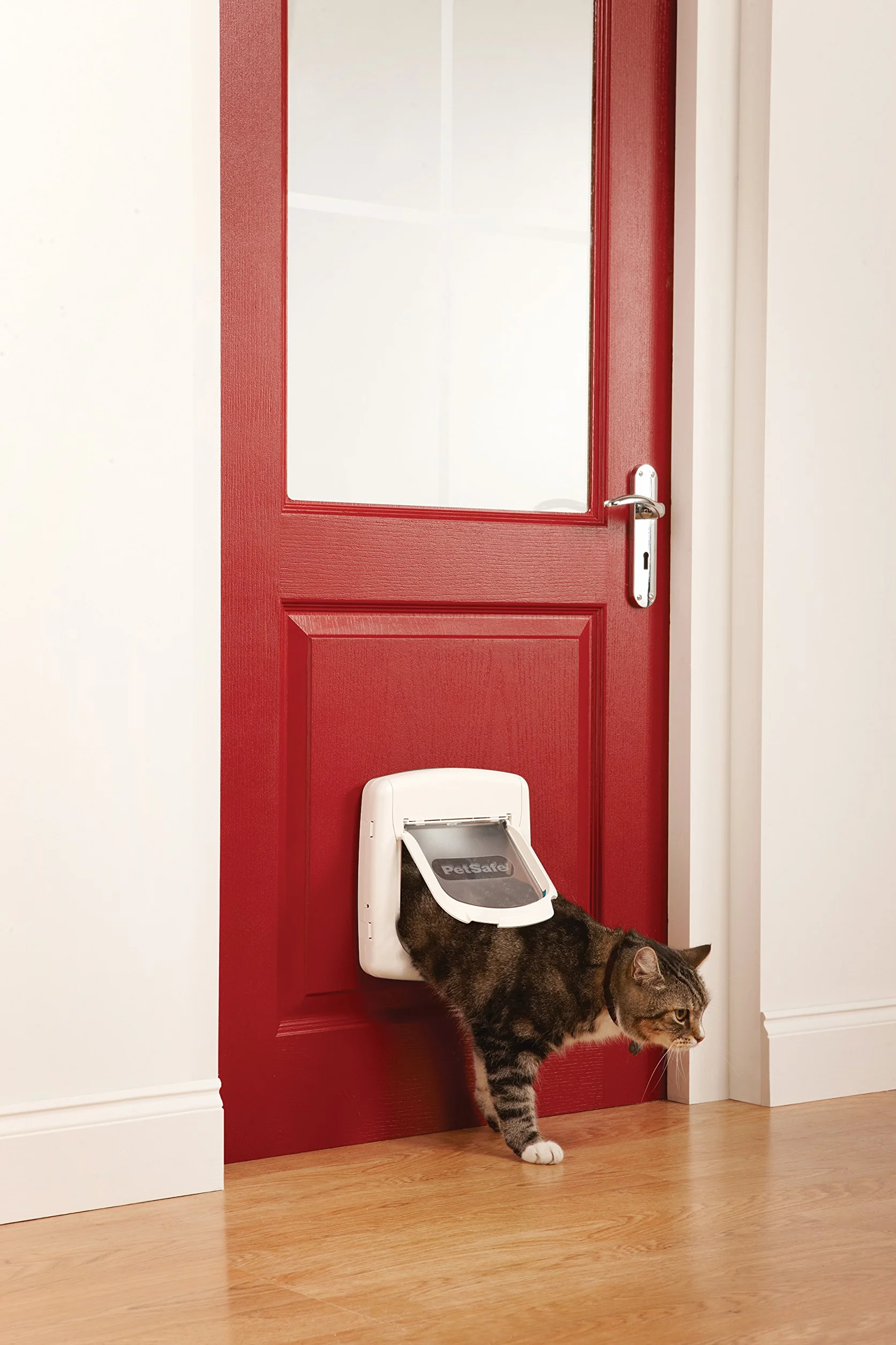 Petsafe Chatière Magnétique Deluxe Staywell pour Chat avec Verrouillage 4 Positions Collier Clé Magnétique Blanc