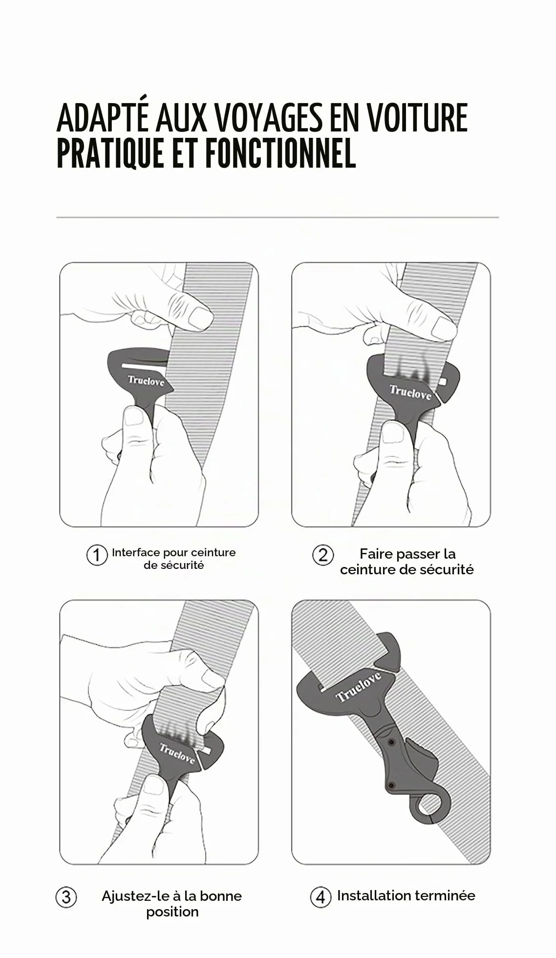 TRUE LOVE Ceinture de sécurité pour chien voyage voiture léger