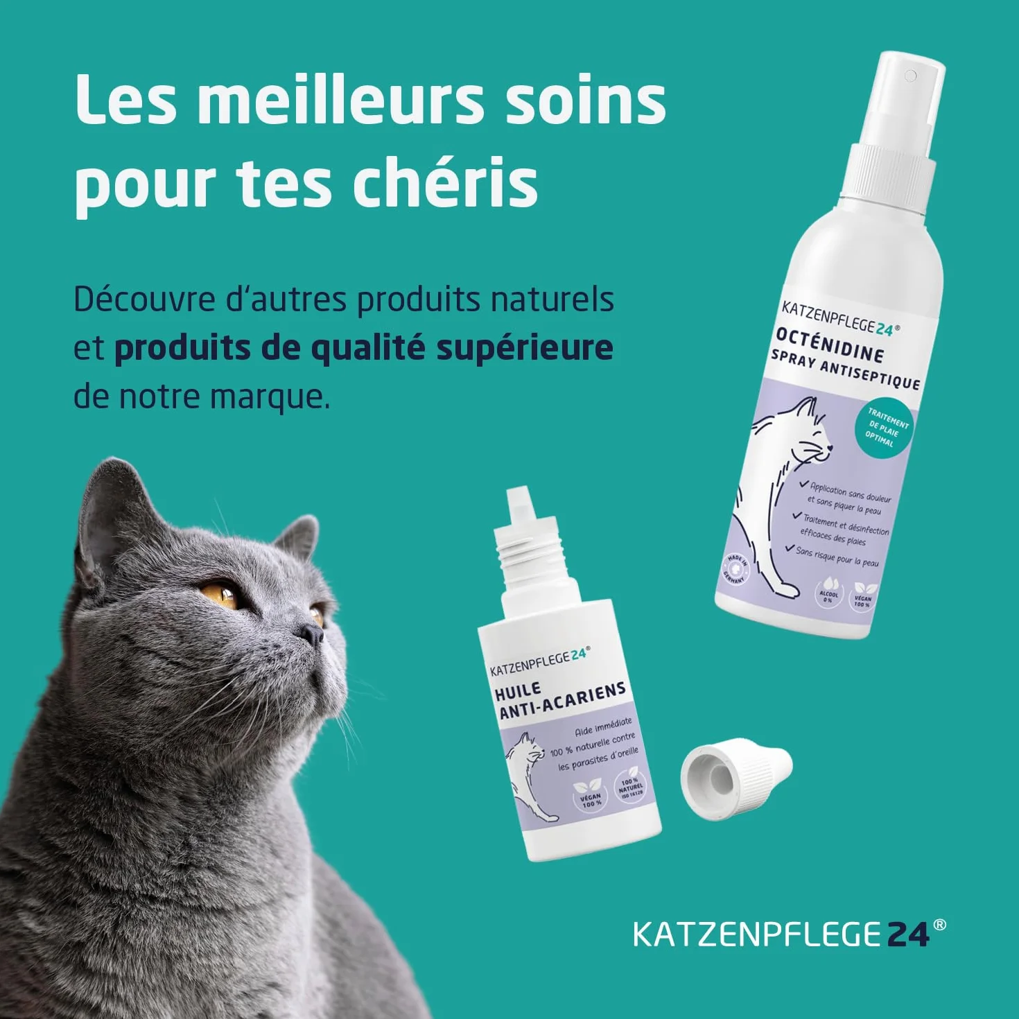 Spray antiseptique et cicatrisant octénidine chat 125 ml désinfecte apaise soigne protège plaies sans piquer