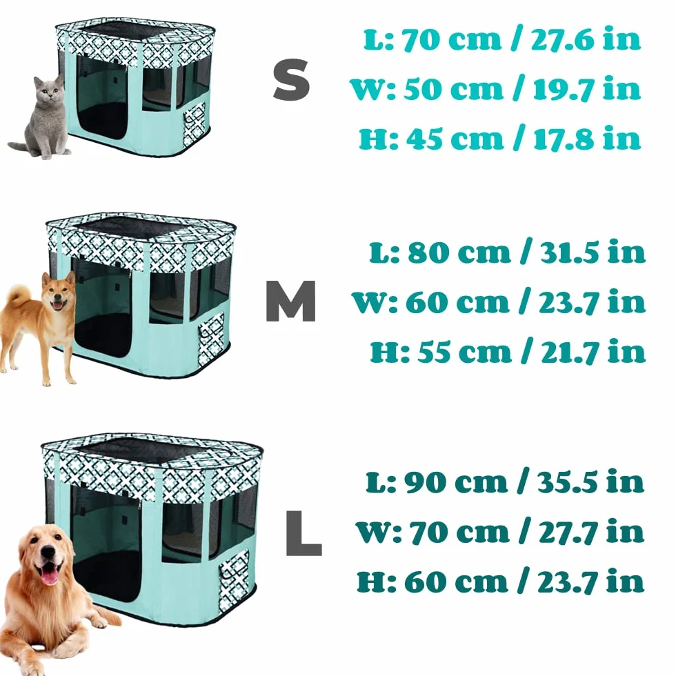 Parc Pliable pour Animaux de Compagnie, Chenil Tente pour Chien Chat, 90x70cm Gris