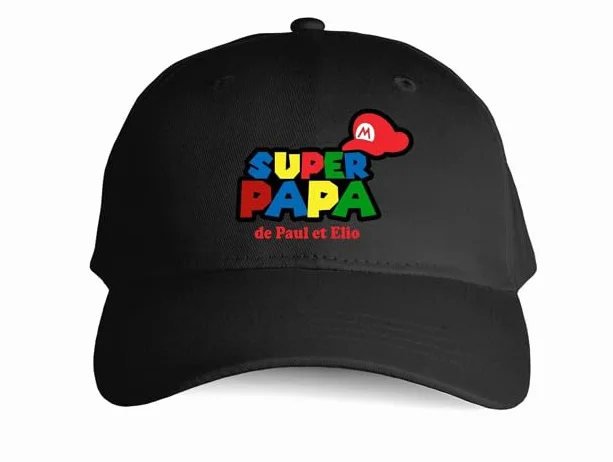 Casquette noire réglable Super Papa cadeau personnalisé Fête des Pères