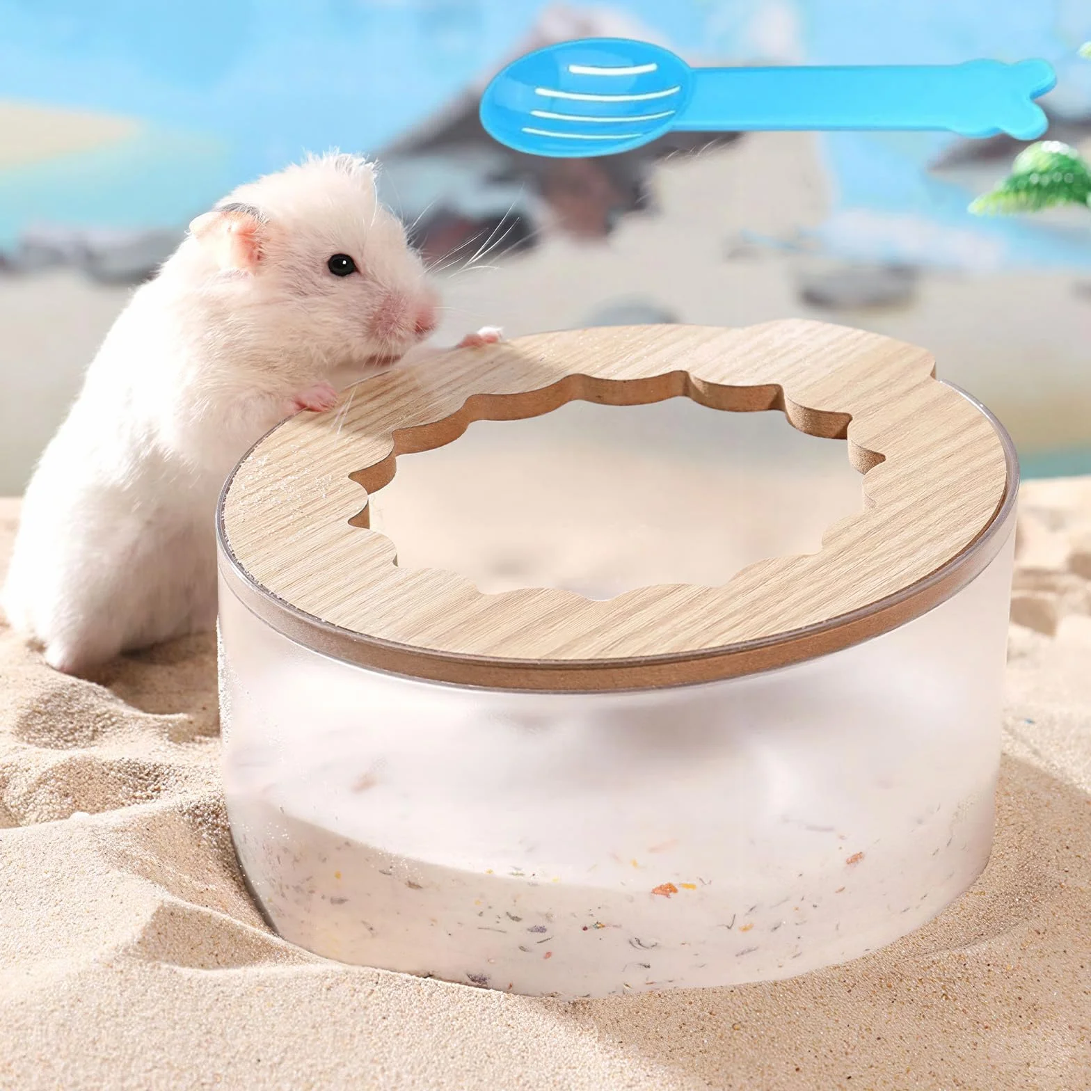 Bain de Sable Hamster Transparente Maison de Toilette pour Hamsters, Gerbille, Chinchilla, Hérisson (14x9cm)