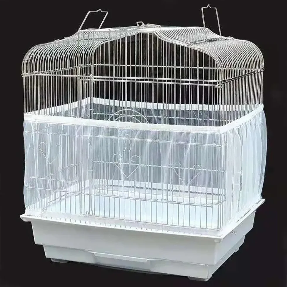 Attrape-Plumes Oiseaux Cage Filet Réglable Extensible Ronde Carrée Blanche