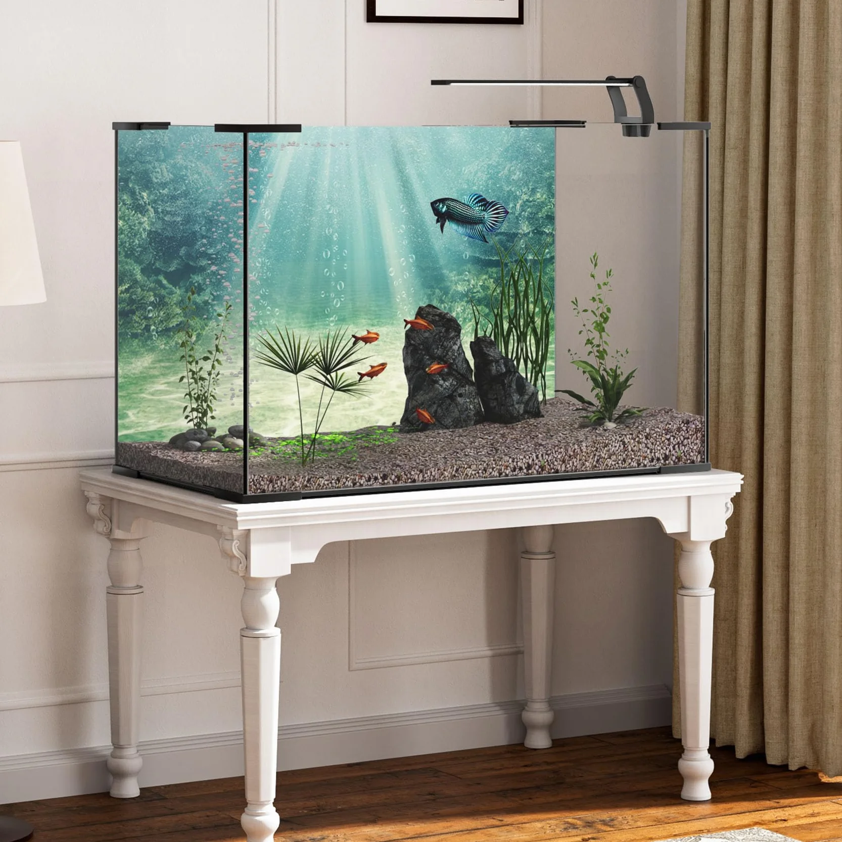Fond d'aquarium 120x46cm Plante Aquatique Vinyle Toile de Fond Océan