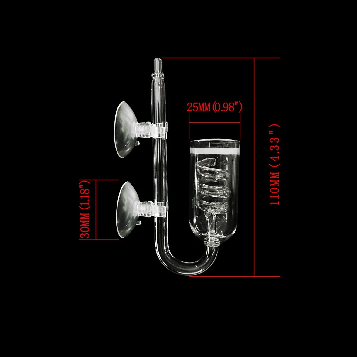 CO2 Diffuseur Aquarium Verre Spirale Atomiseur Bulle Compteur Ventouse Planté Fish Tank