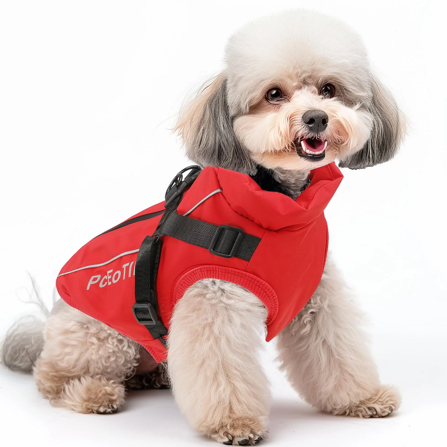 Manteau imperméable pour chien petite taille veste chaude réfléchissante harnais hiver coton rouge taille M