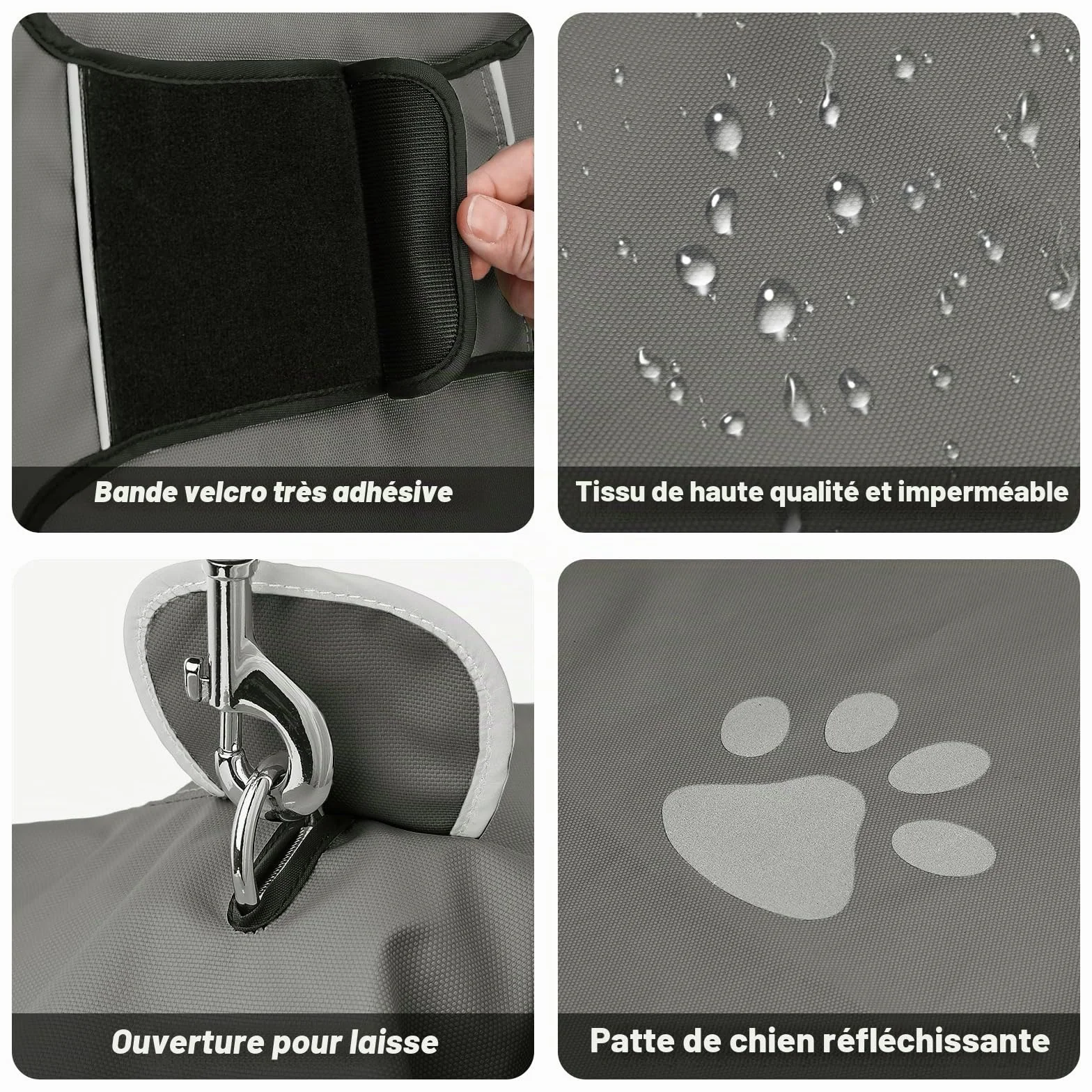 Manteau de Pluie pour Chien Impermeable Étanche Coupe-Vent Réglable avec Capuchon Taille L