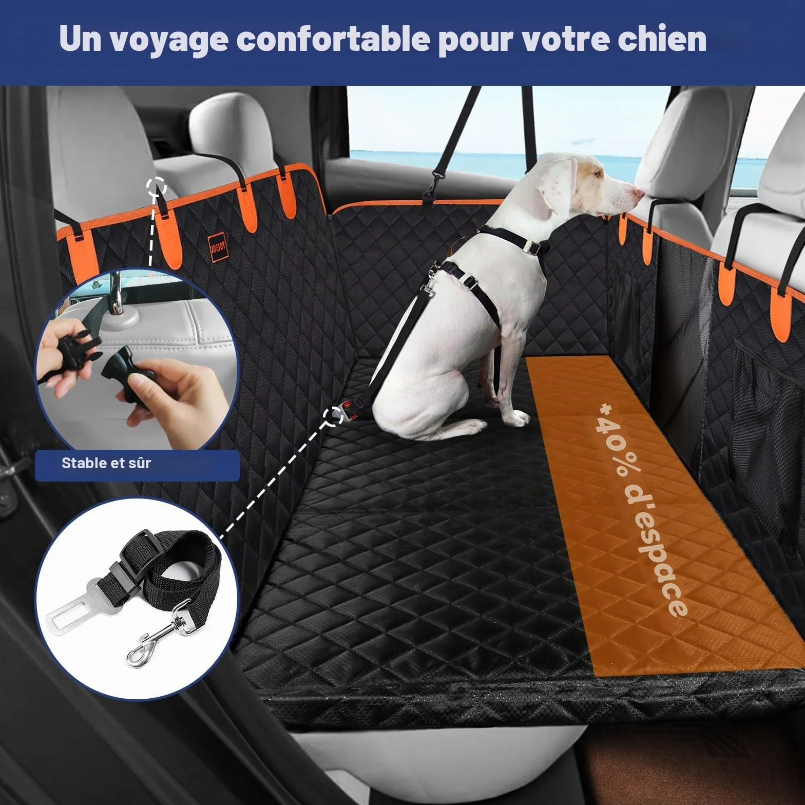 JOEJOY Housse Protection Voiture Chien Imperméable Résistant Aux Rayures Fond Rigide Noir
