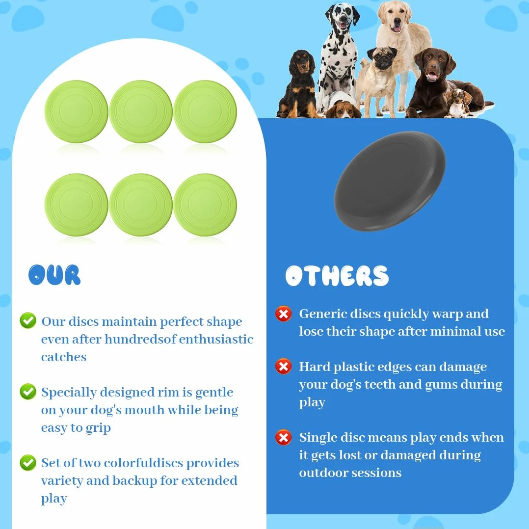Frisbees pour Chien Disque Volant en Caoutchouc Jouet Interactif pour Grands et Moyens Chiens