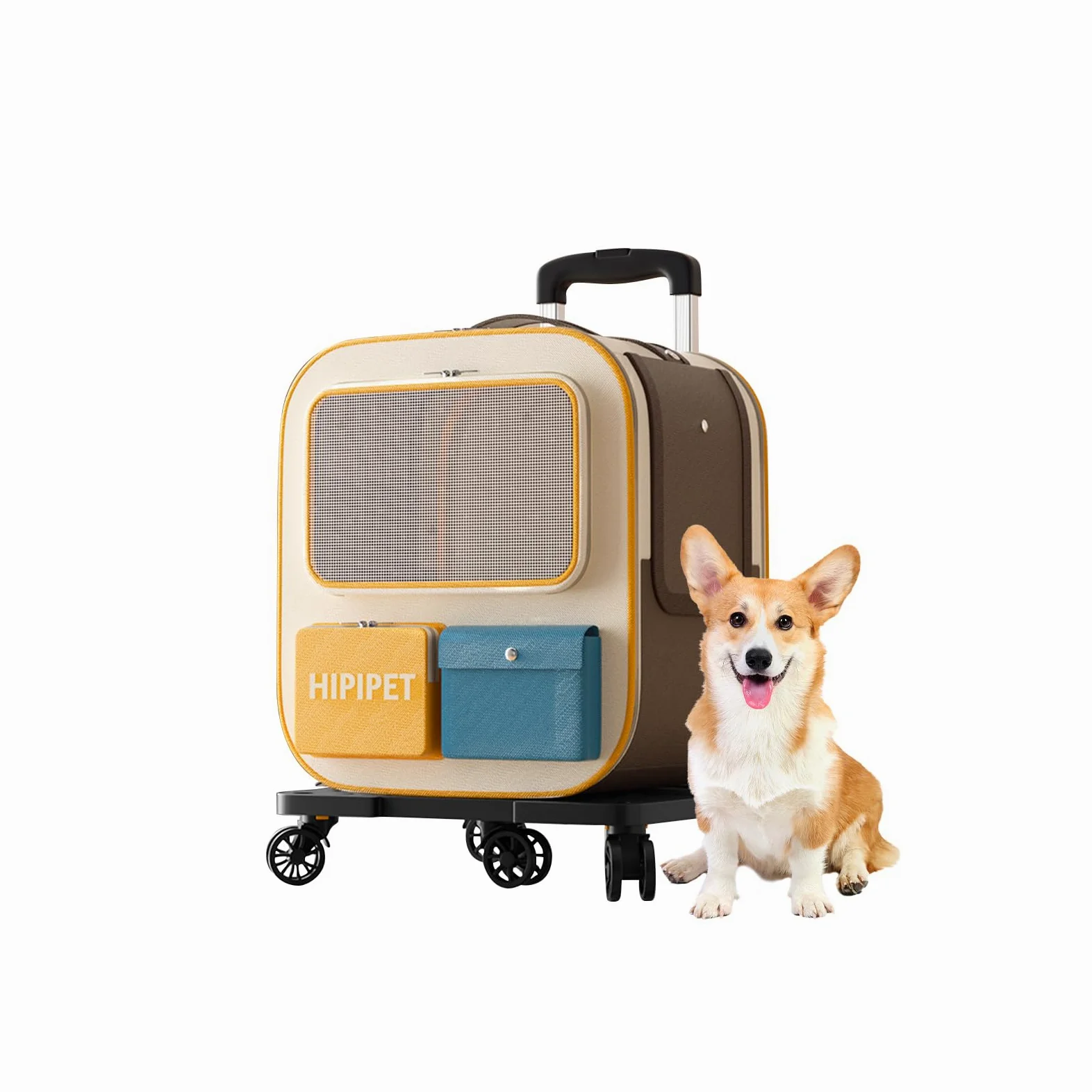 Galatée Sac à dos confortable avec roulettes pour animal de compagnie - Sac à dos confortable pour chat - Roues roulantes amovibles - Sac à dos à roulettes pour animal domestique - Idéal pour les