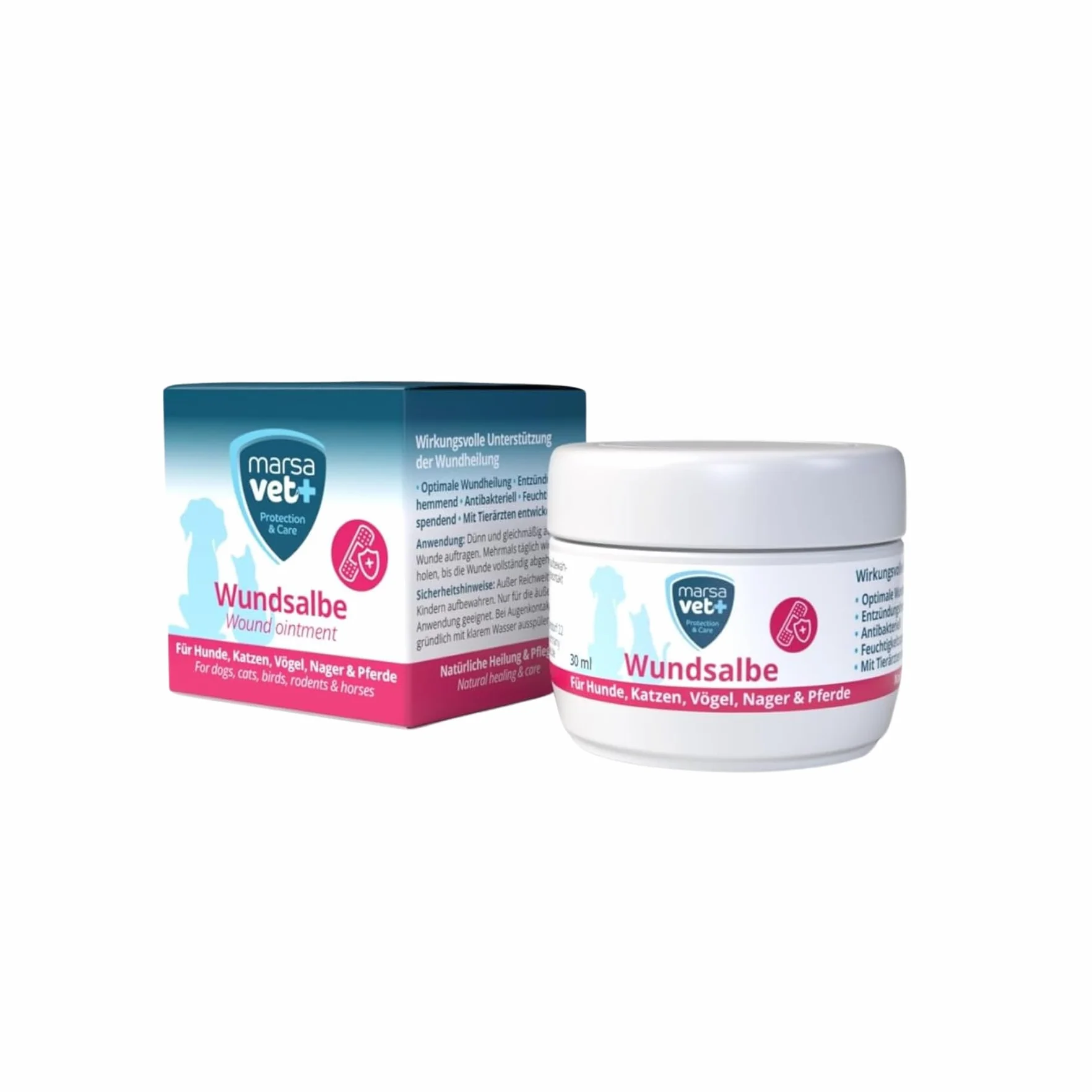 Marsavet + Pommade Cicatrisante 30 ml pour Chiens Chats Oiseaux Rongeurs Chevaux