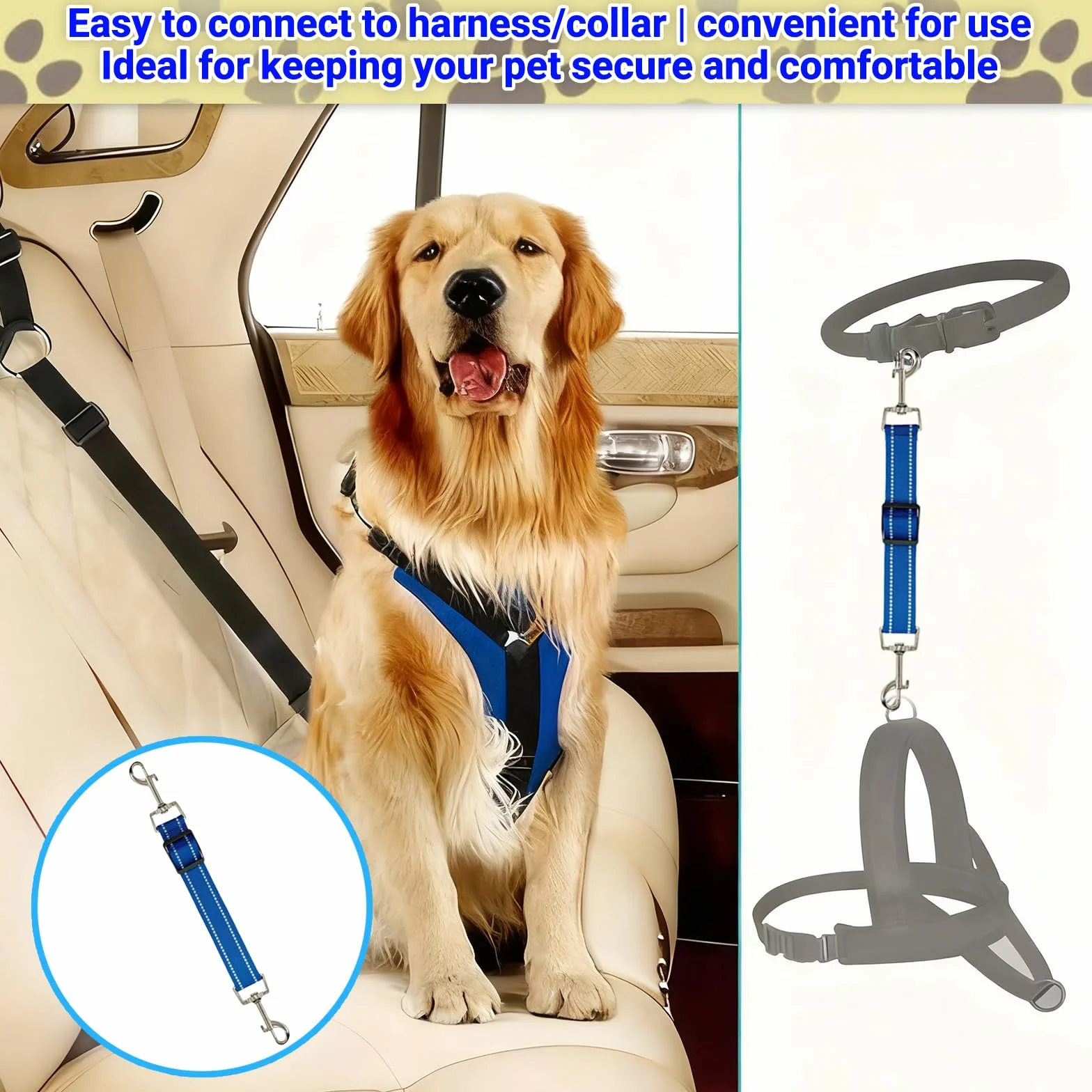 Lot de 2 Clips de Collier pour Chien en Nylon Réfléchissant - Collier de Secours Réglable de Sécurité Noir, Bleu