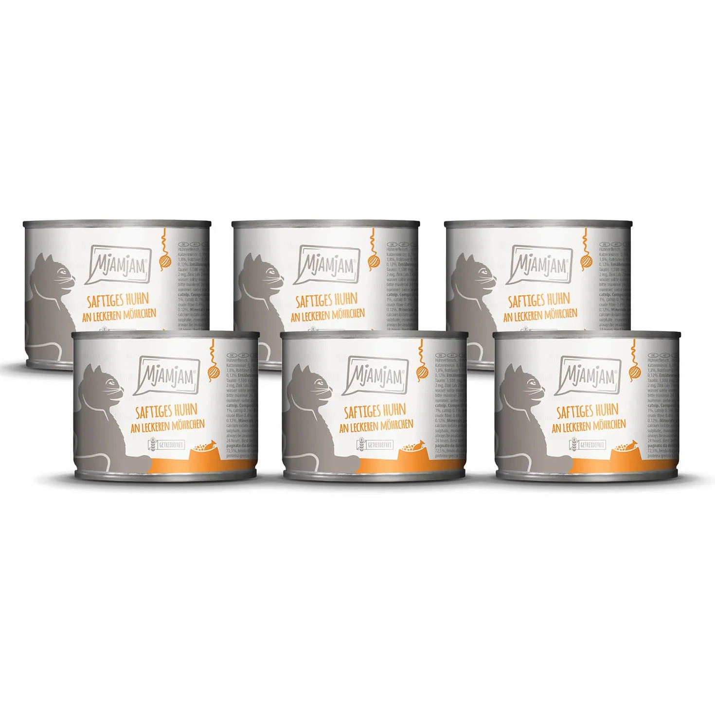 MjAMjAM nourriture humide pour chats poulet carottes 6 x 200 g sans céréales